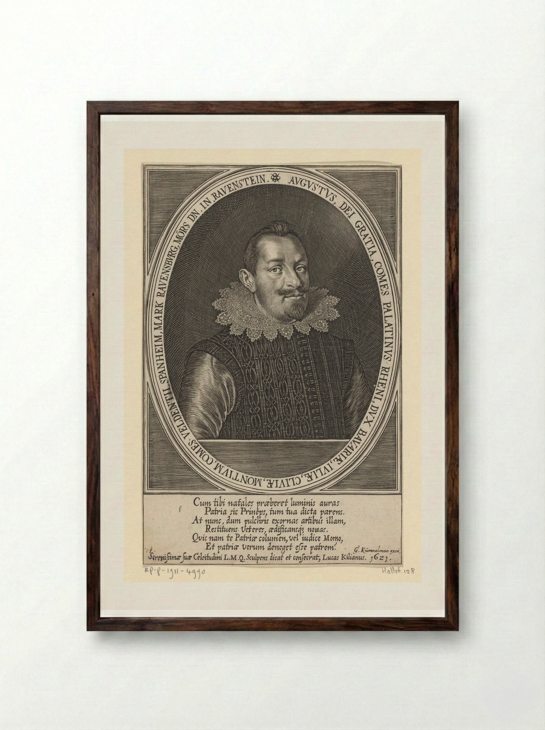 Portrait of August, Count Palatine of Sulzbach - Lucas Kilian - Framed Print Dark Wood