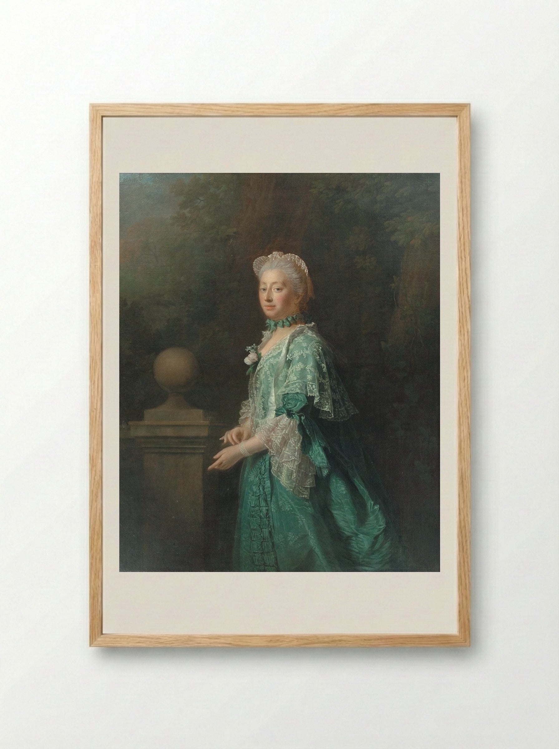 Portrait of Augusta of Saxe-Gotha, Princess of Wales - Allan Ramsay - Framed Print Wood