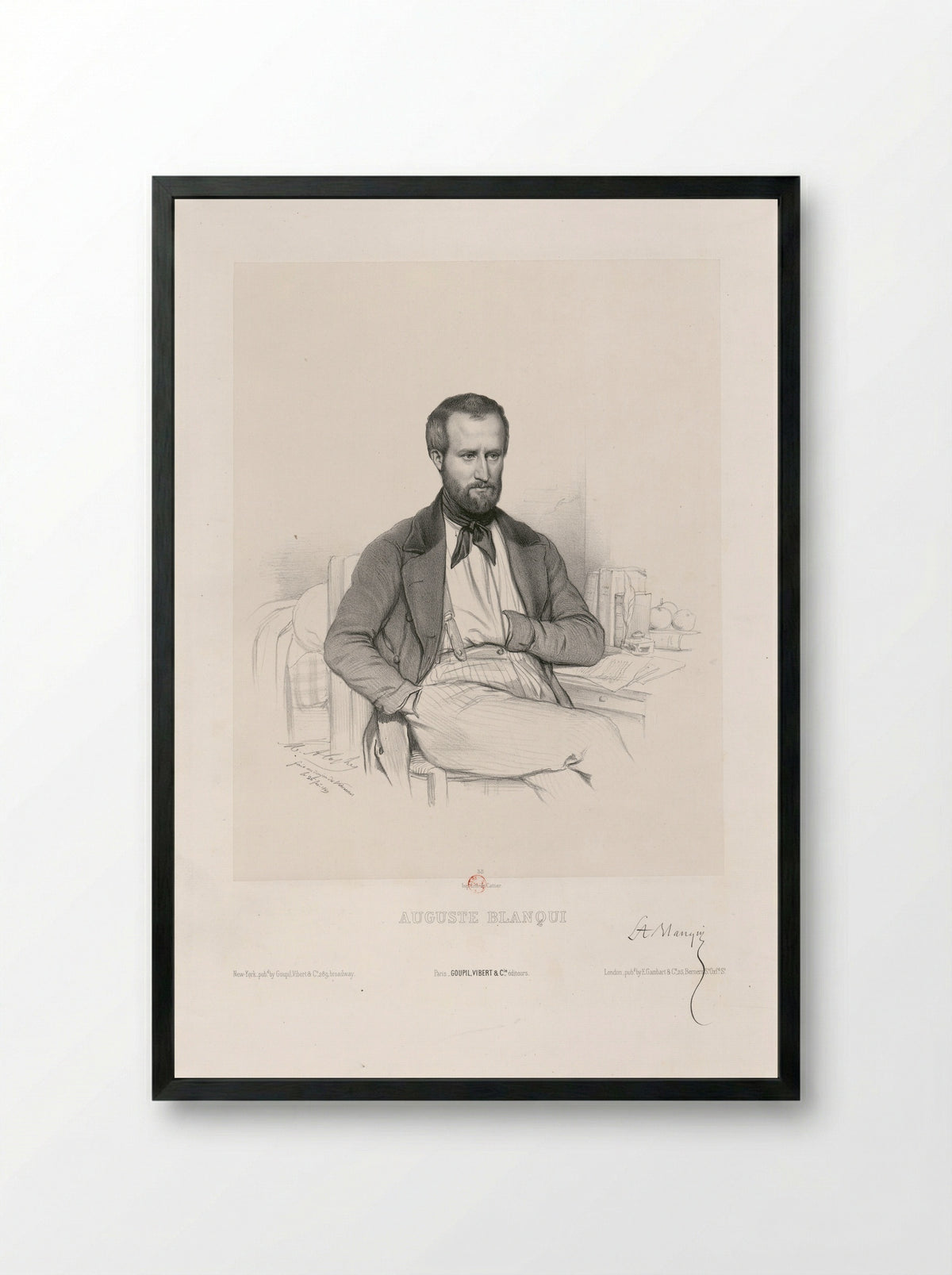 Portrait of Auguste Blanqui - Marie Alexandre Alophe - Framed Print Black