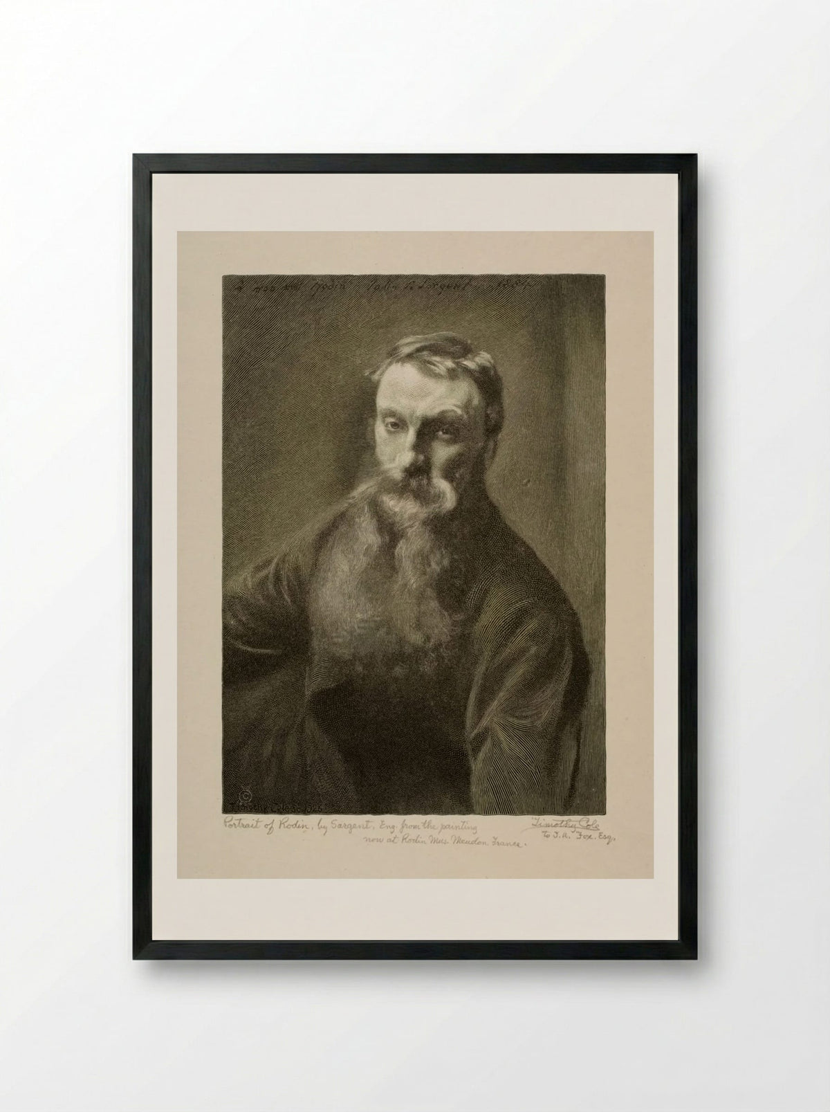 Portrait of Auguste Rodin - Timothy Cole - Framed Print Black