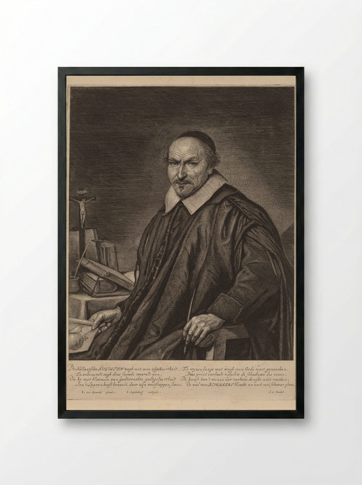 Portrait of Augustyn Bloemaert - Jonas Suyderhoef - Framed Print Black