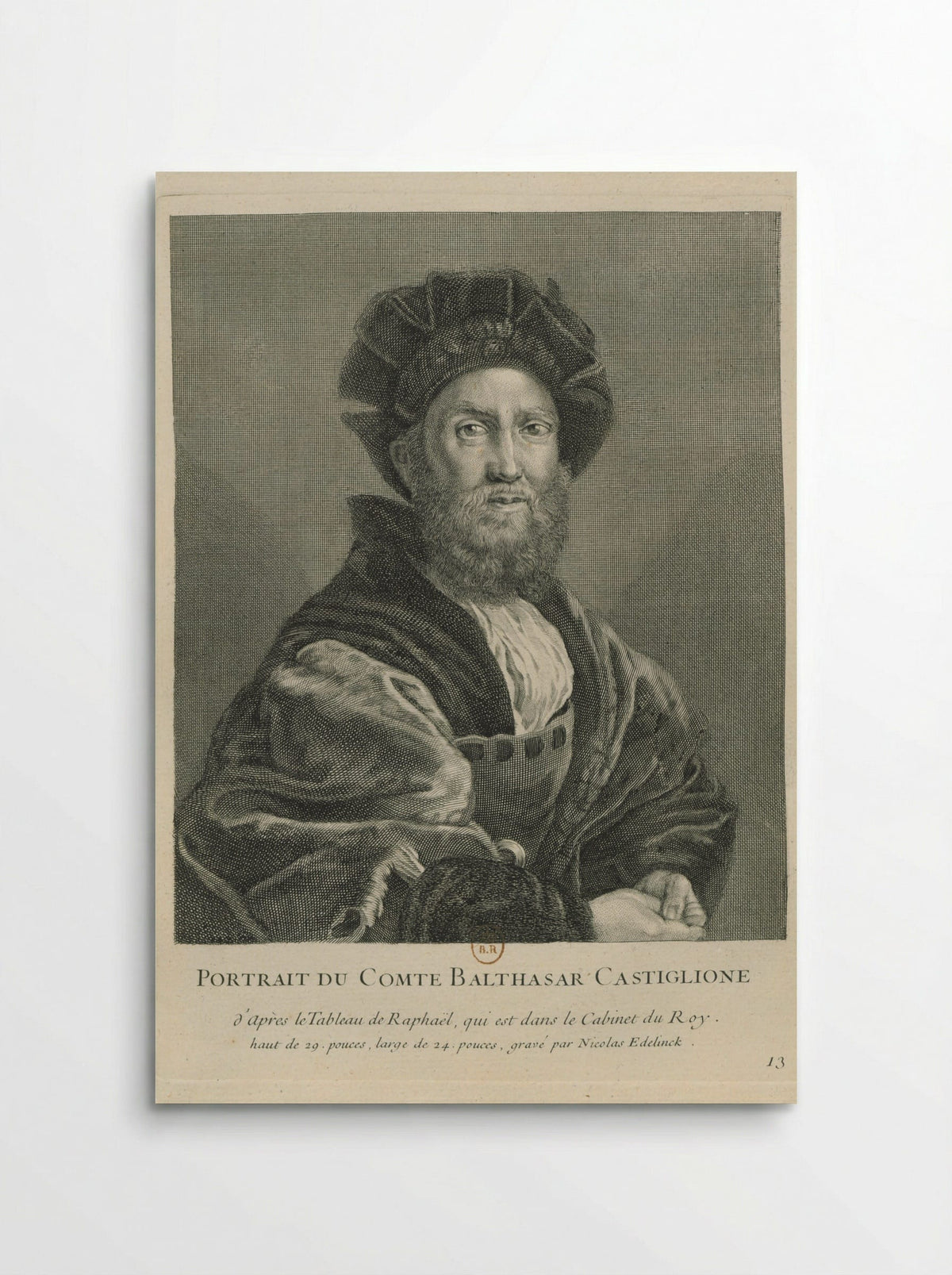 Portrait of Baldassare Castiglione - Nicolas Edelinck - Poster