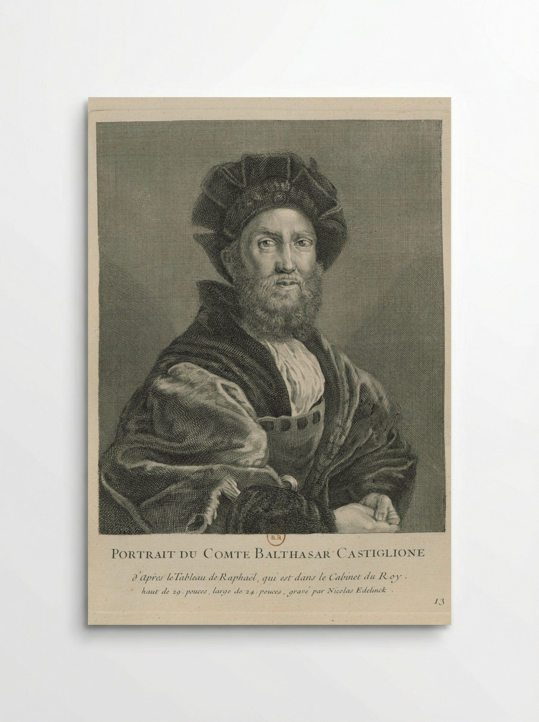 Portrait of Baldassare Castiglione - Nicolas Edelinck - Poster