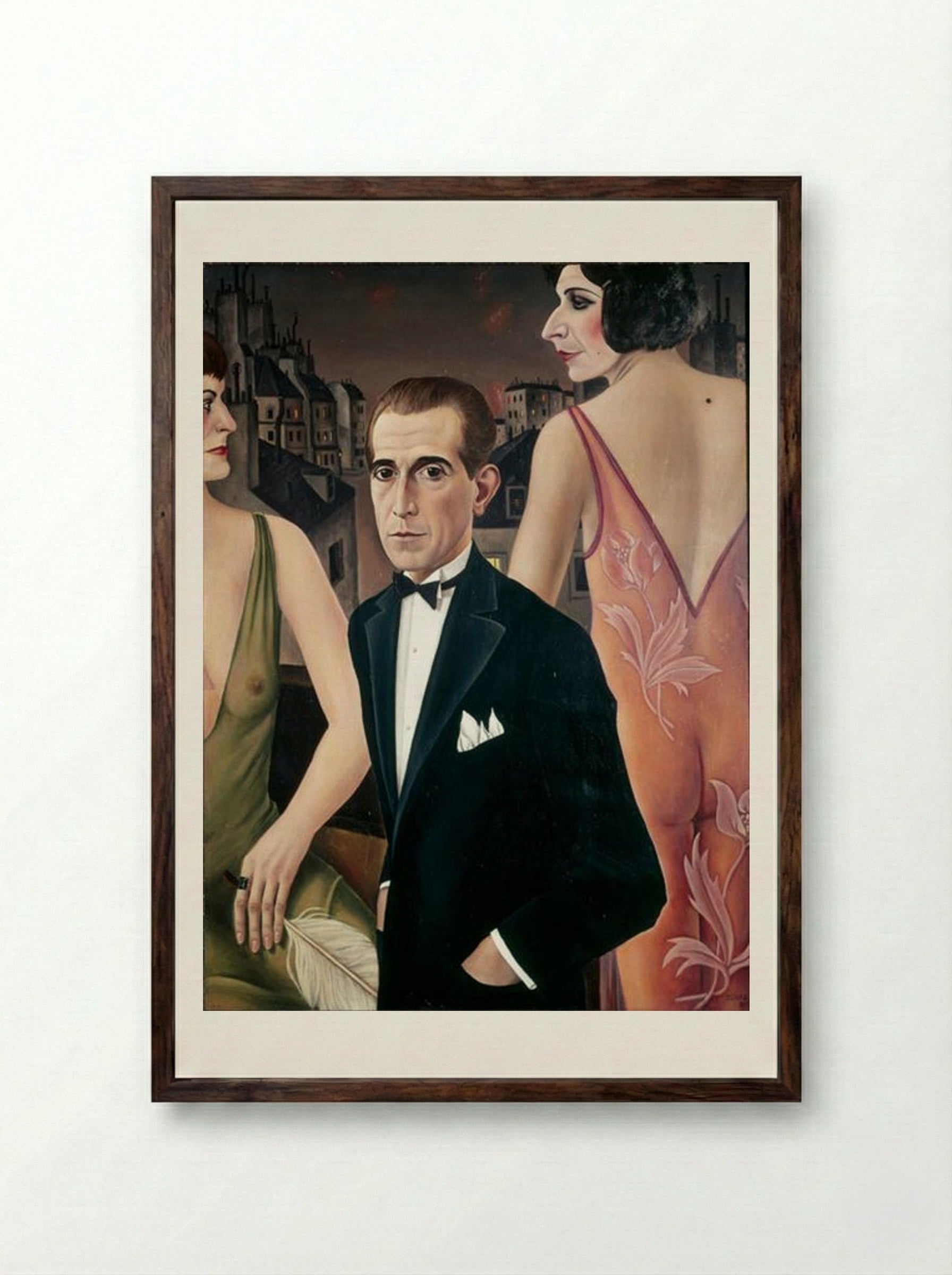Portrait of Baroness von St. Genois d’Anneaucourt - Christian Schad - Framed Print Dark Wood