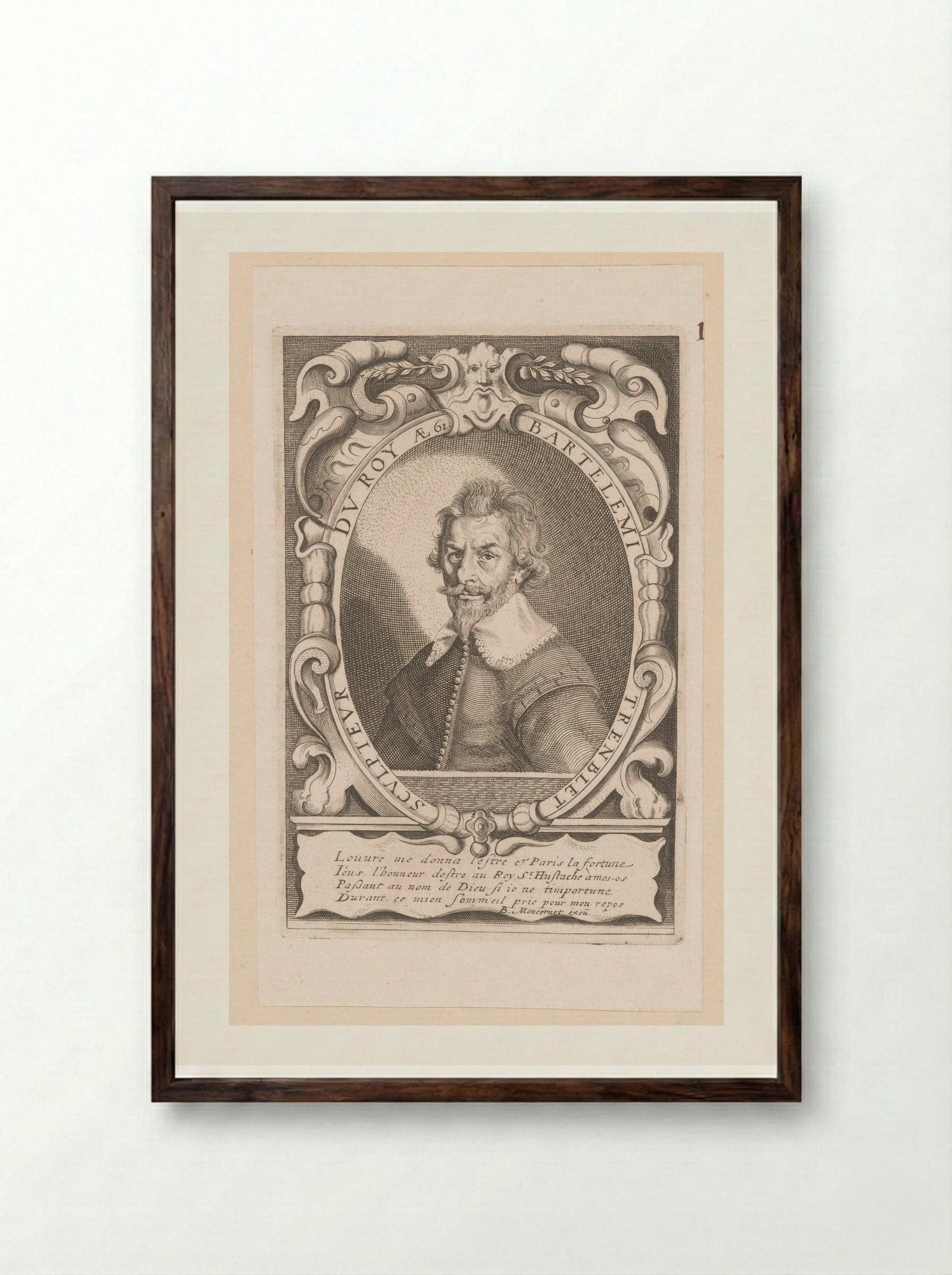Portrait of Barthélemy Tremblet - Balthasar Moncornet - Framed Print Dark Wood