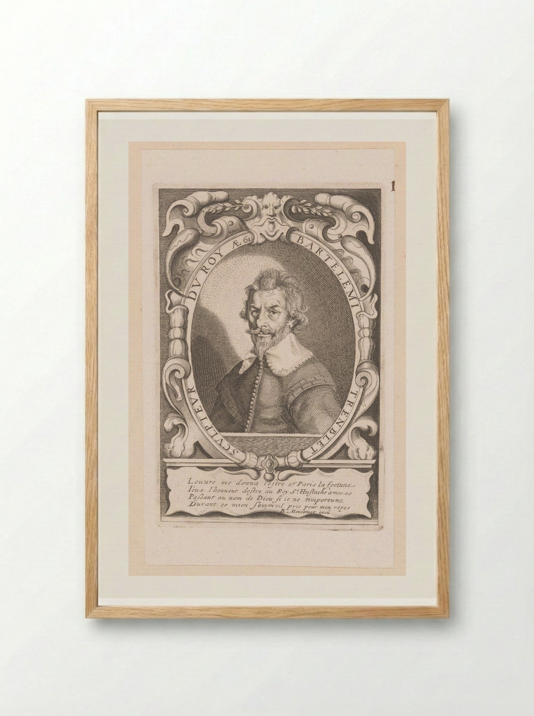 Portrait of Barthélemy Tremblet - Balthasar Moncornet - Framed Print Wood