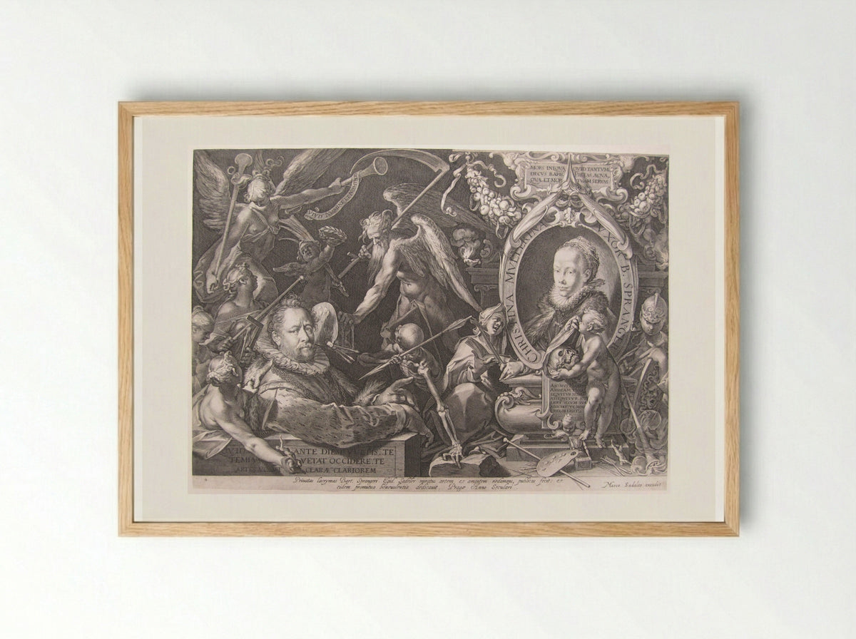 Portrait of Bartholomeus Spranger and His Deceased Wife Christina Muller - Aegidius Sadeler II - Framed Print Wood