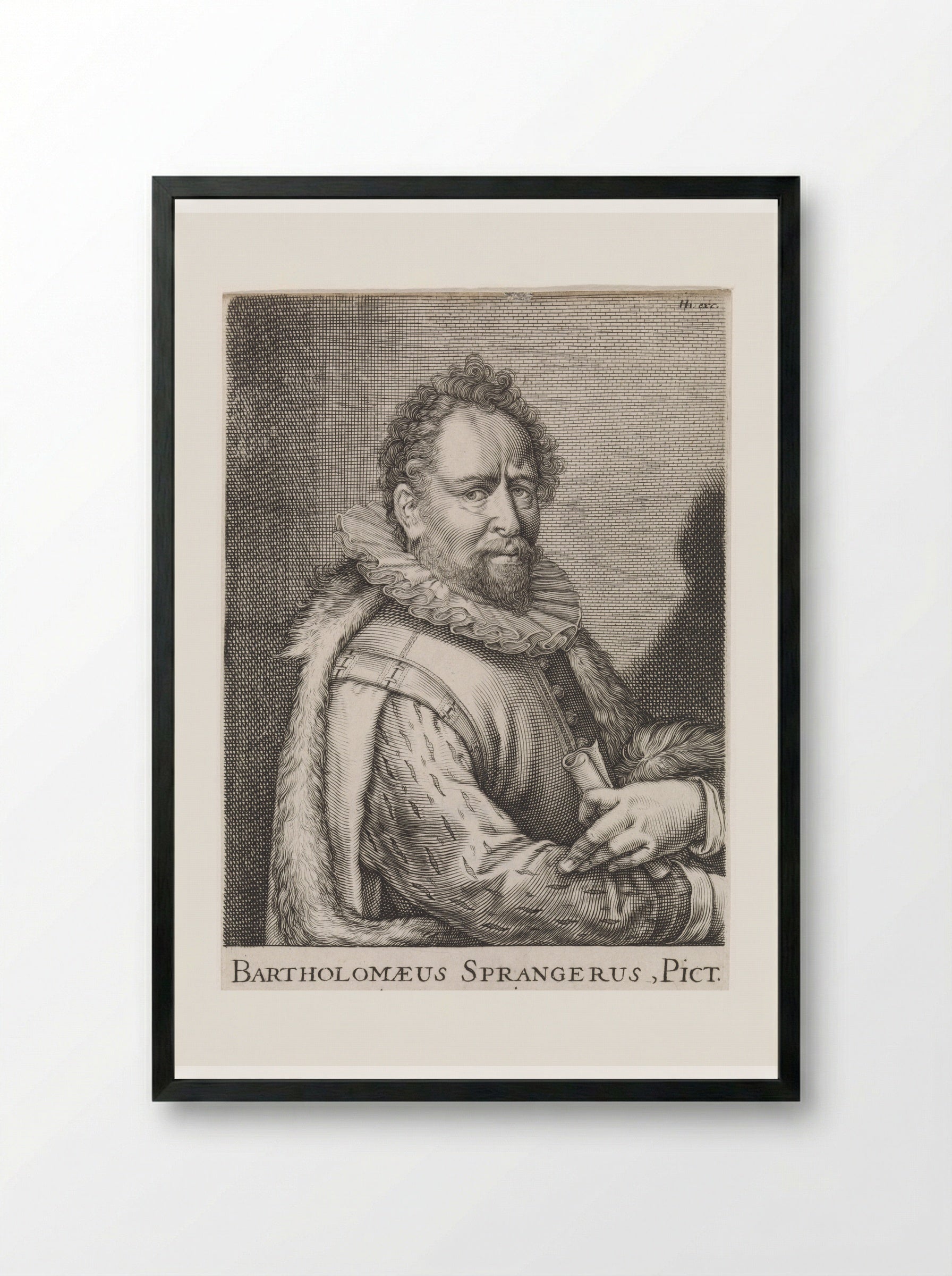 Portrait of Bartholomeus Spranger - Hendrick Hondius (I) - Framed Print Black