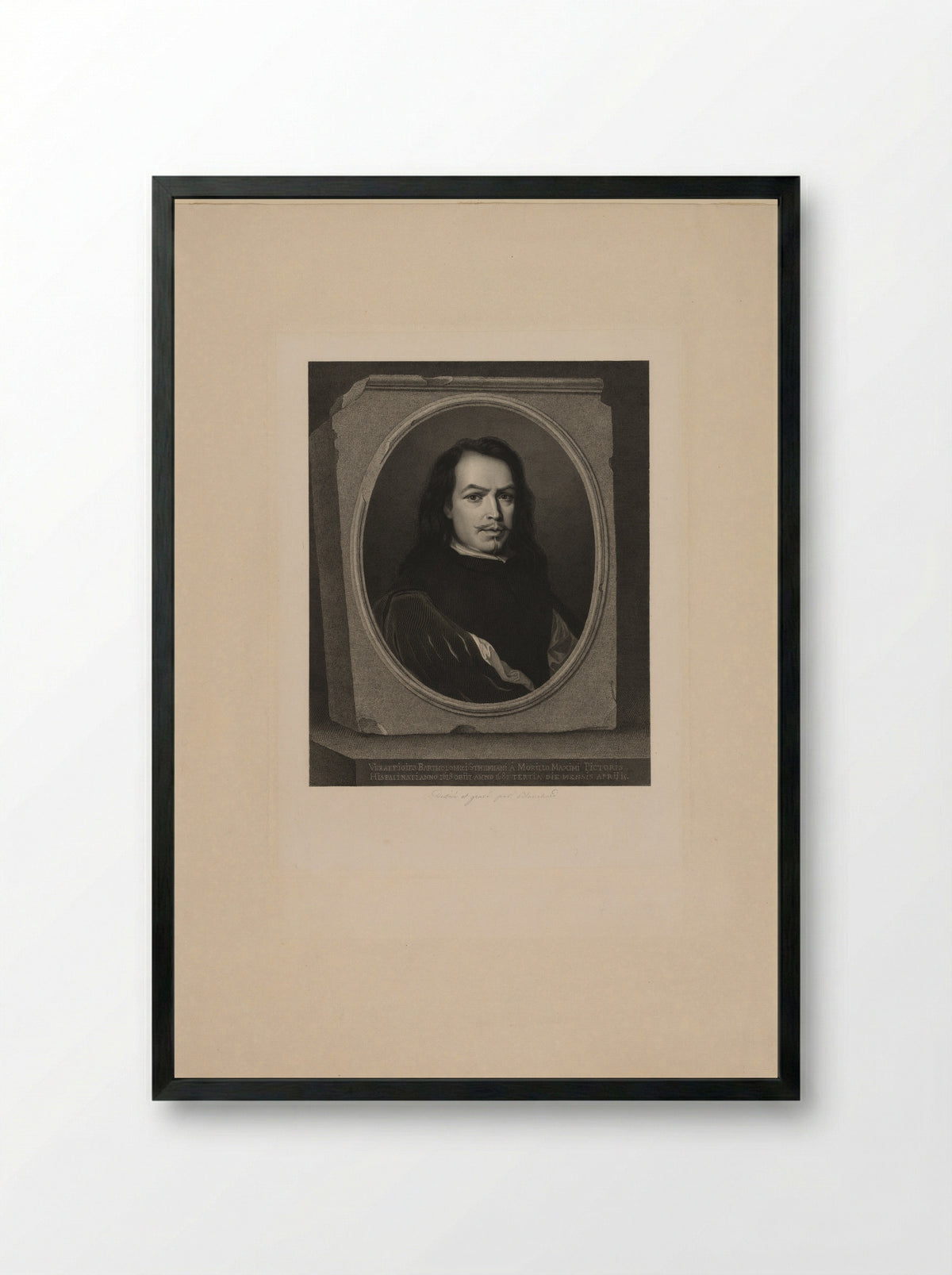 Portrait of Bartolomé Esteban Murillo - Auguste Jean Baptiste Marie Blanchard - Framed Print Black