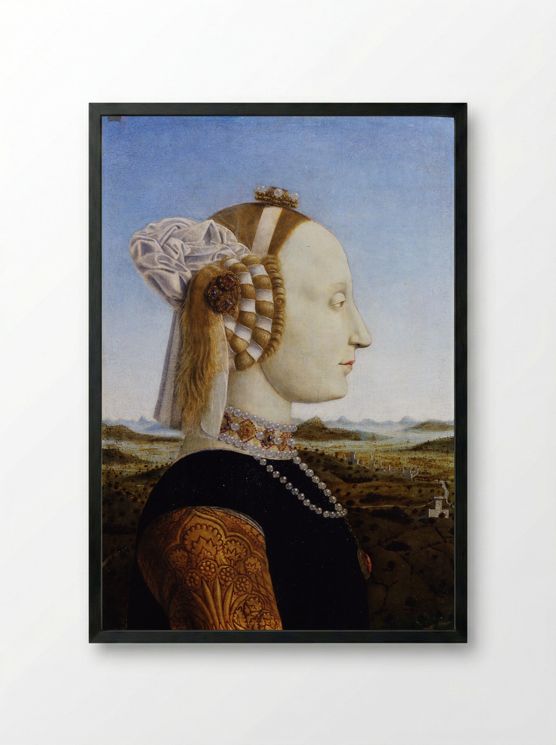 Portrait of Battista Sforza - Piero della Francesca - Framed Print Black