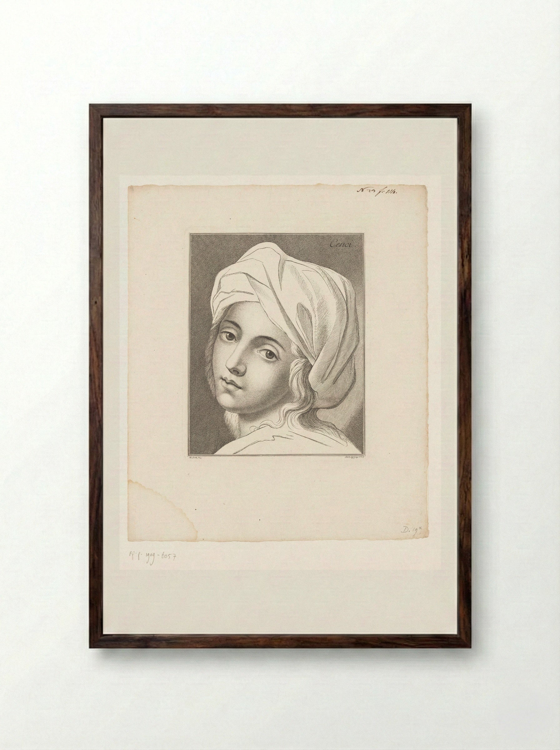 Portrait of Beatrice Cenci - Guido Reni - Framed Print Dark Wood