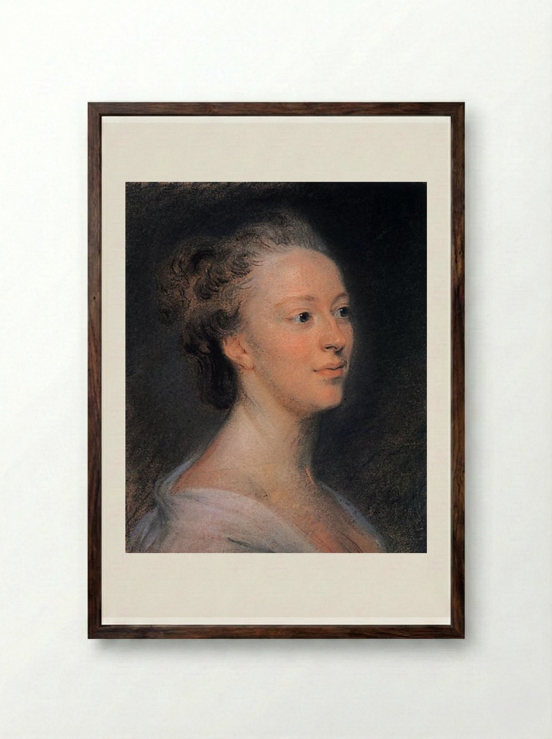 Portrait of Belle van Zuylen - Maurice Quentin de La Tour - Framed Print Dark Wood