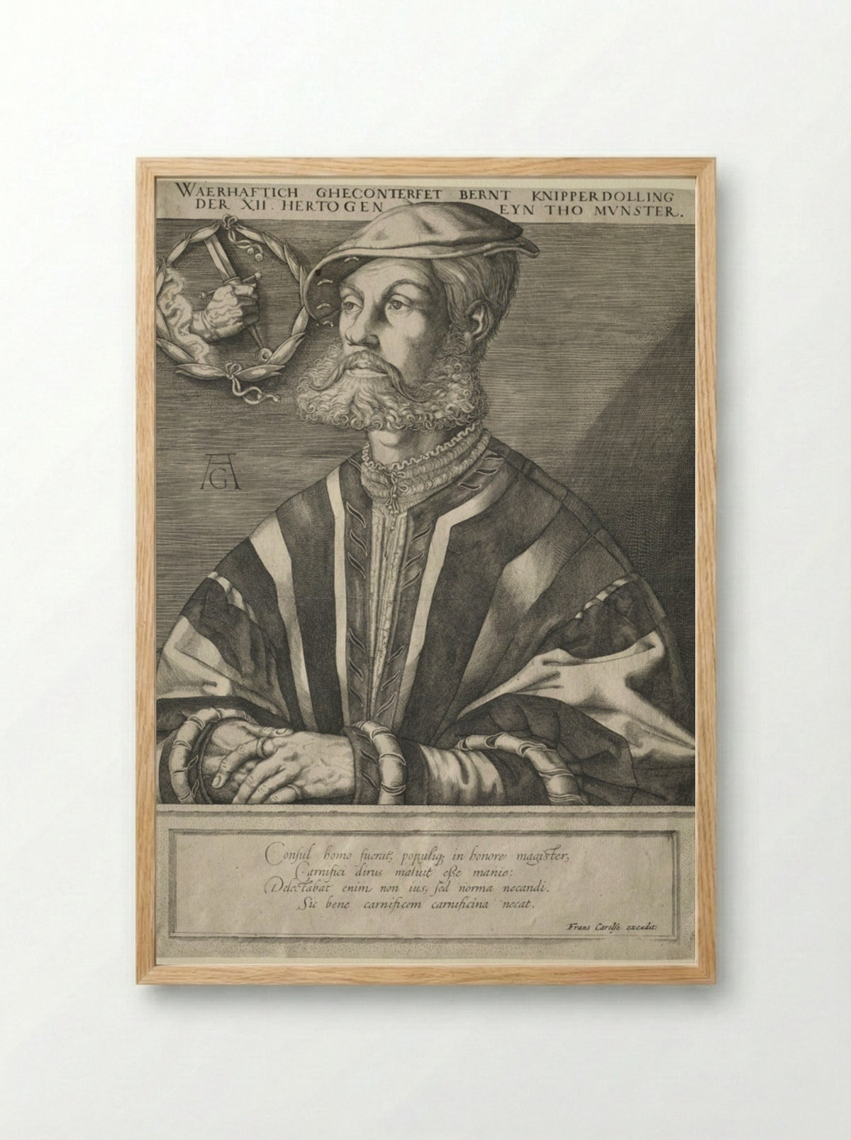 Portrait of Bernard Knipperdolling - Jan Muller - Framed Print Wood