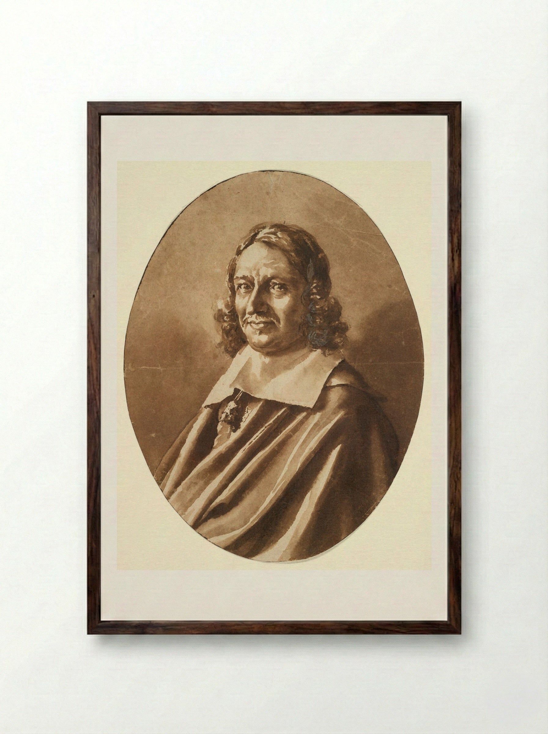 Portrait of Bernardus Somer - Jan de Bisschop - Framed Print Dark Wood