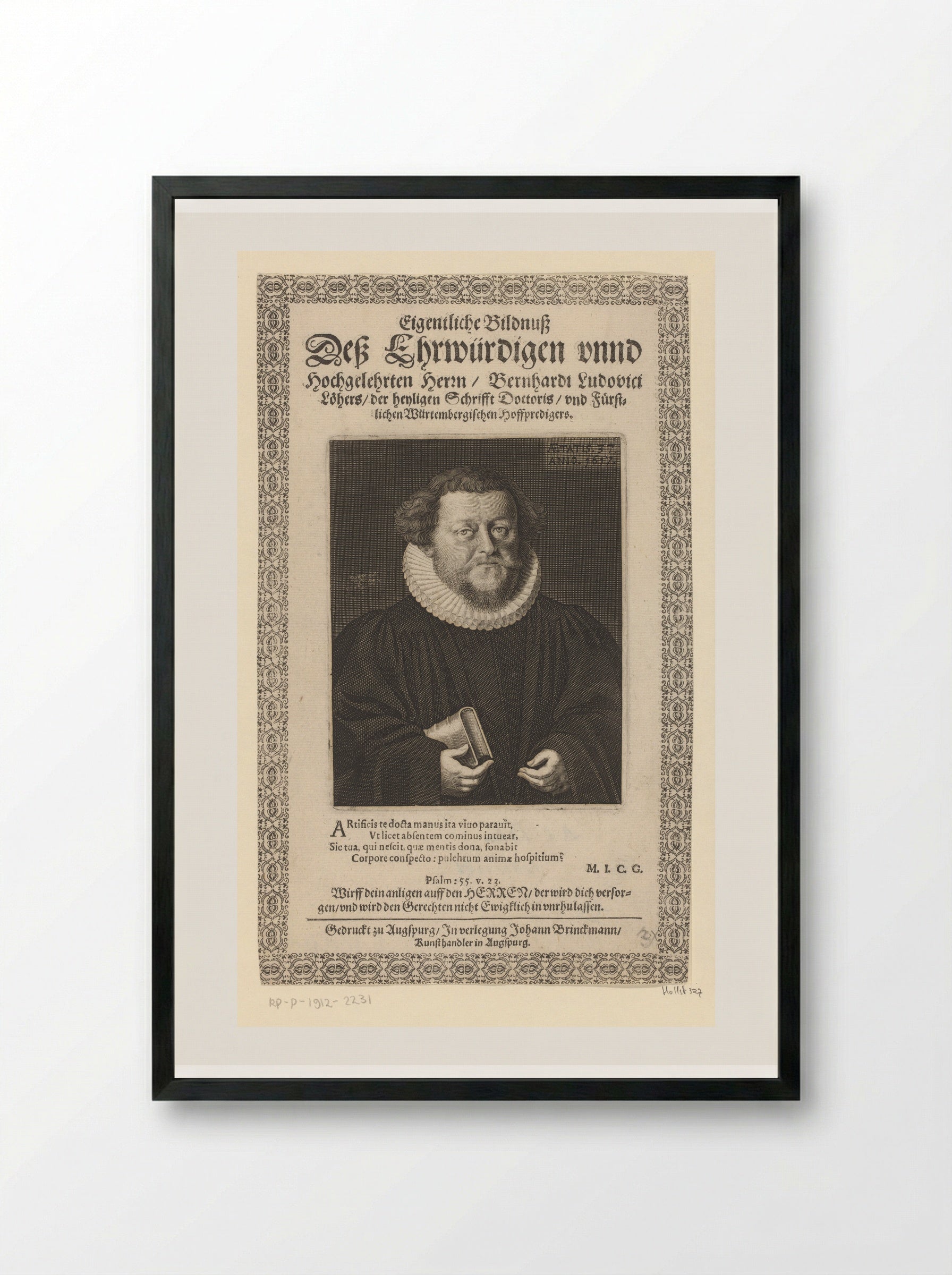 Portrait of Bernhard Ludwig Löher at Age 37 - Lucas Kilian - Framed Print Black