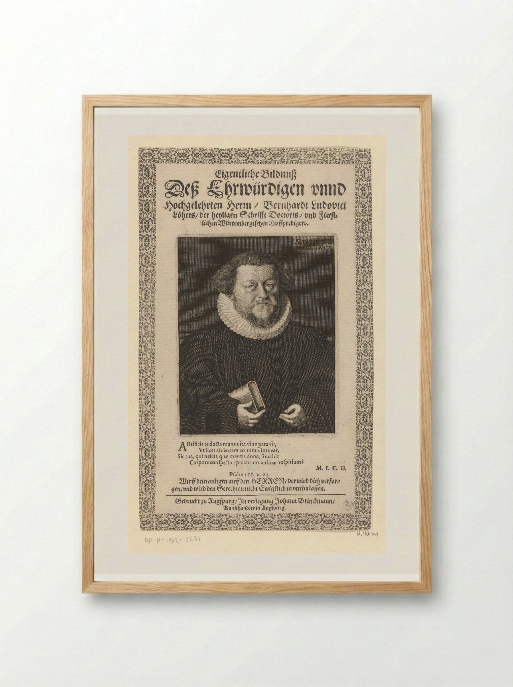 Portrait of Bernhard Ludwig Löher at Age 37 - Lucas Kilian - Framed Print Wood