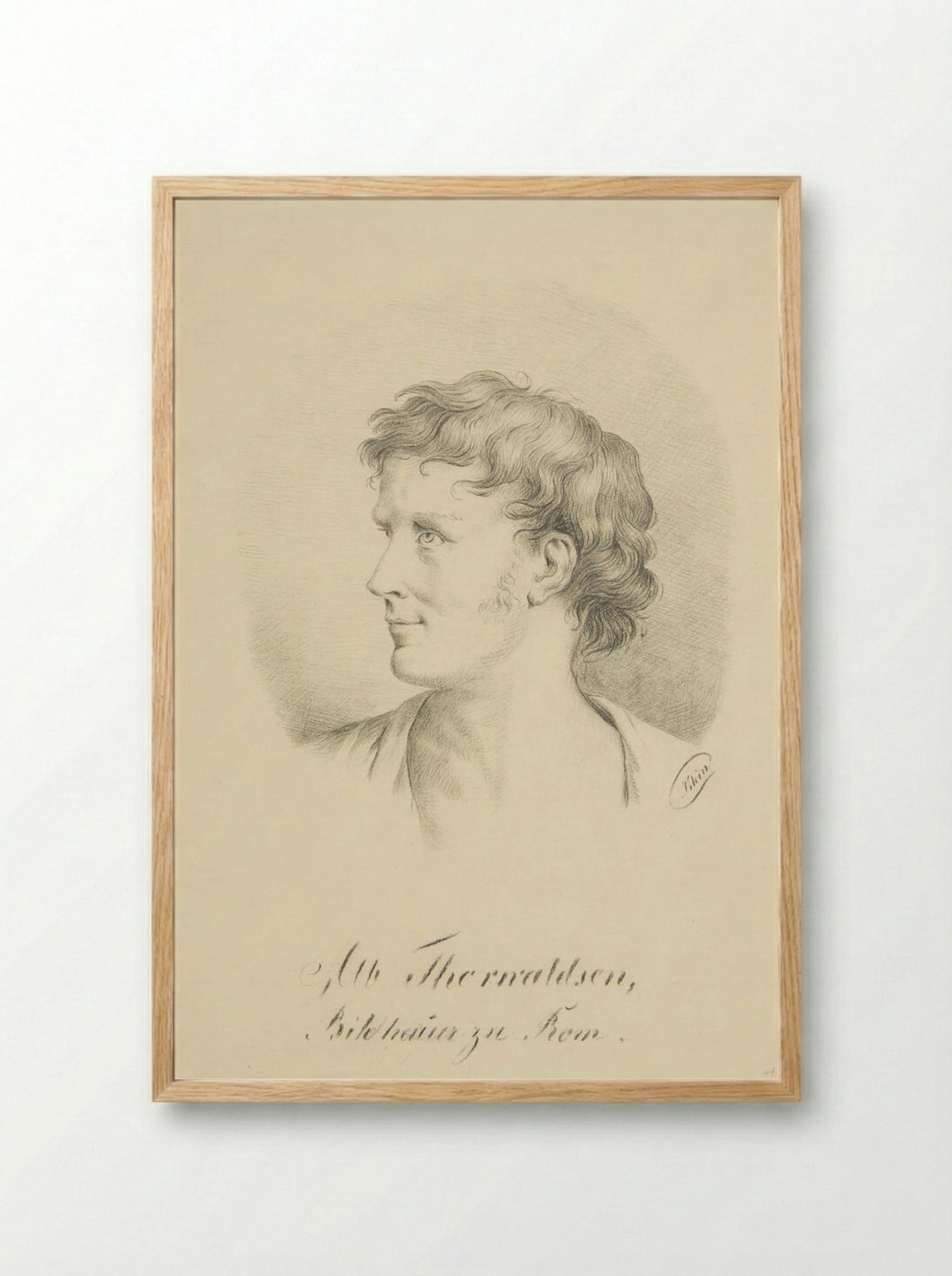 Portrait of Bertel Thorvaldsen - Johann Adam Klein - Framed Print Wood