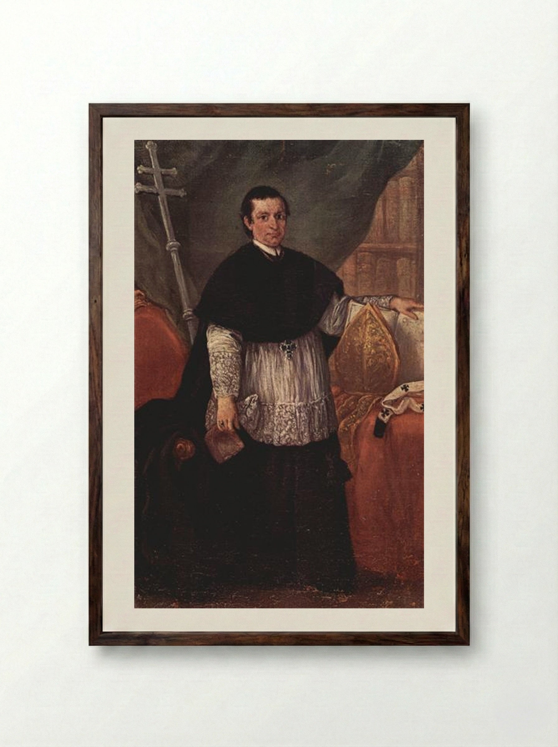 Portrait of Bishop Benedetto Ganassoni - Pietro Longhi - Framed Print Dark Wood