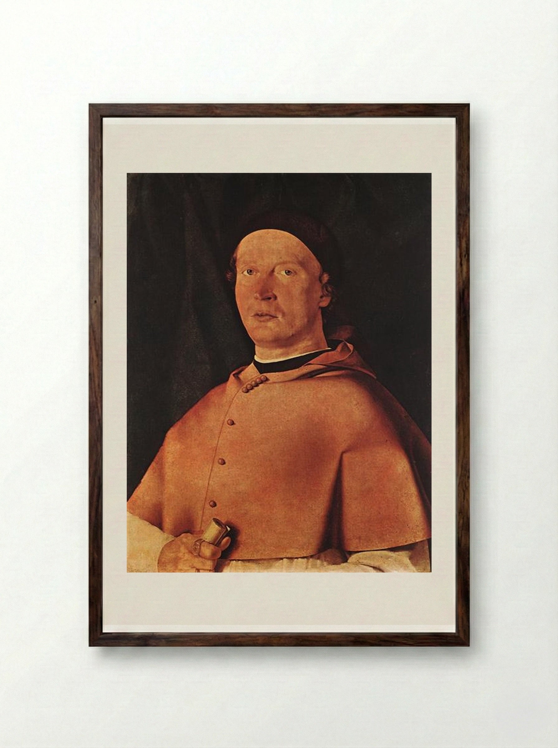 Portrait of Bishop Bernardo de' Rossi - Lorenzo Lotto - Framed Print Dark Wood
