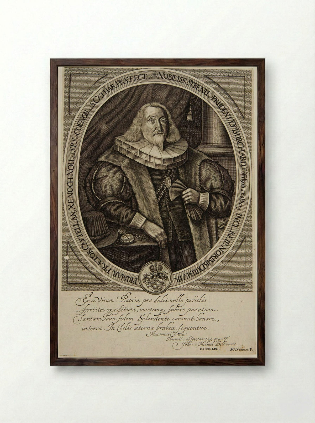 Portrait of Burchard - Mathys van Somer - Framed Print Dark Wood