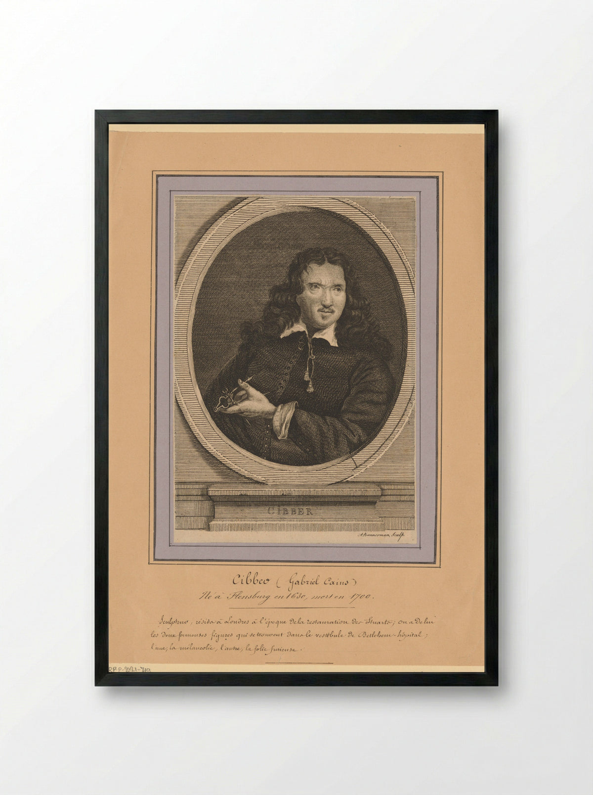 Portrait of Caius Gabriel Cibber - Alexander Bannerman - Framed Print Black