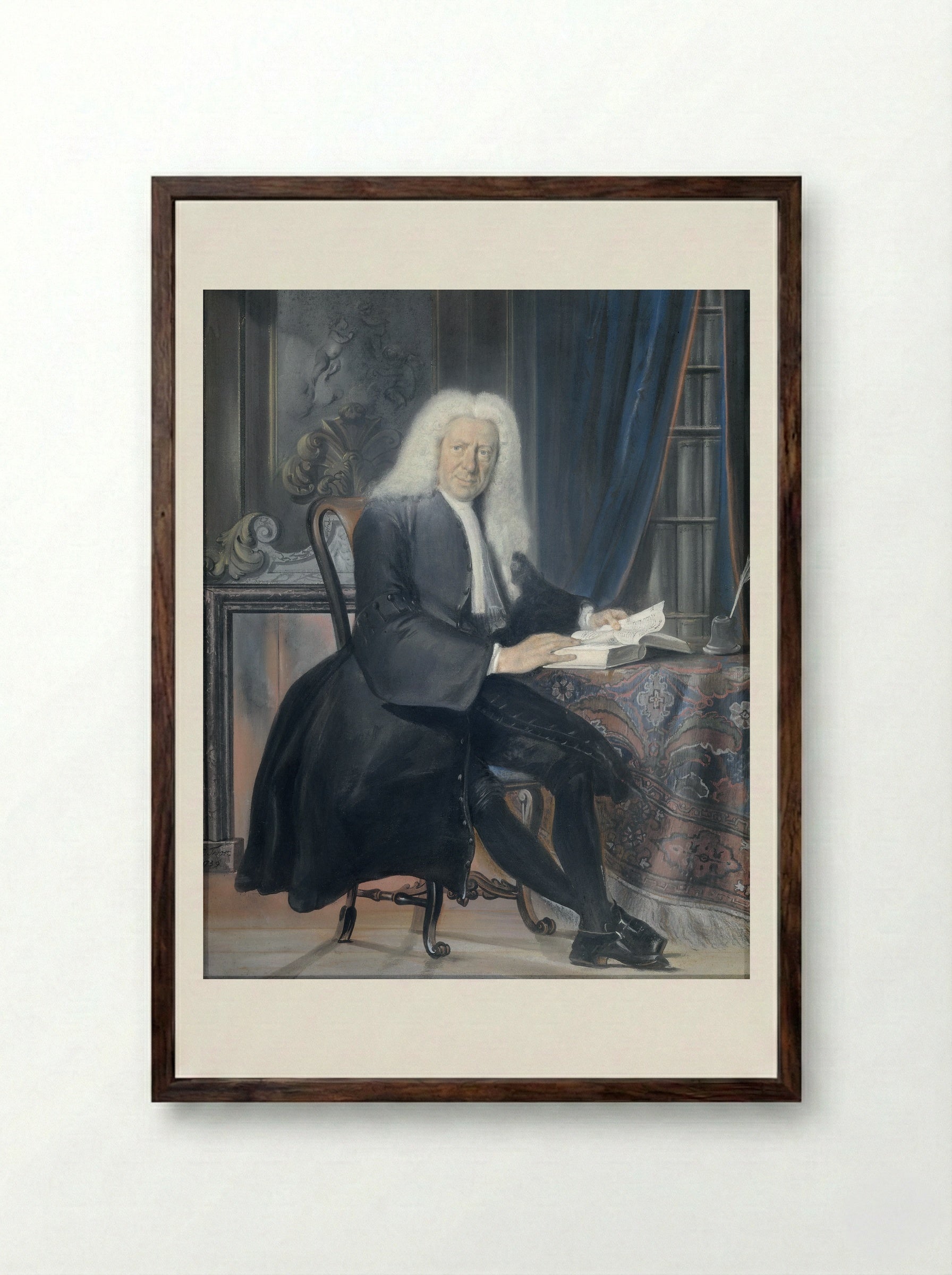 Portrait of Carel Bouman - Cornelis Troost - Framed Print Dark Wood