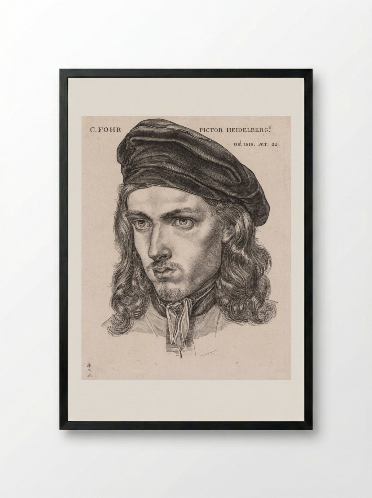 Portrait of Carl Philipp Fohr - Samuel Amsler - Framed Print Black