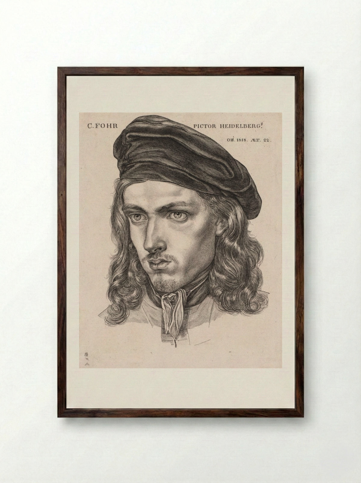 Portrait of Carl Philipp Fohr - Samuel Amsler - Framed Print Dark Wood