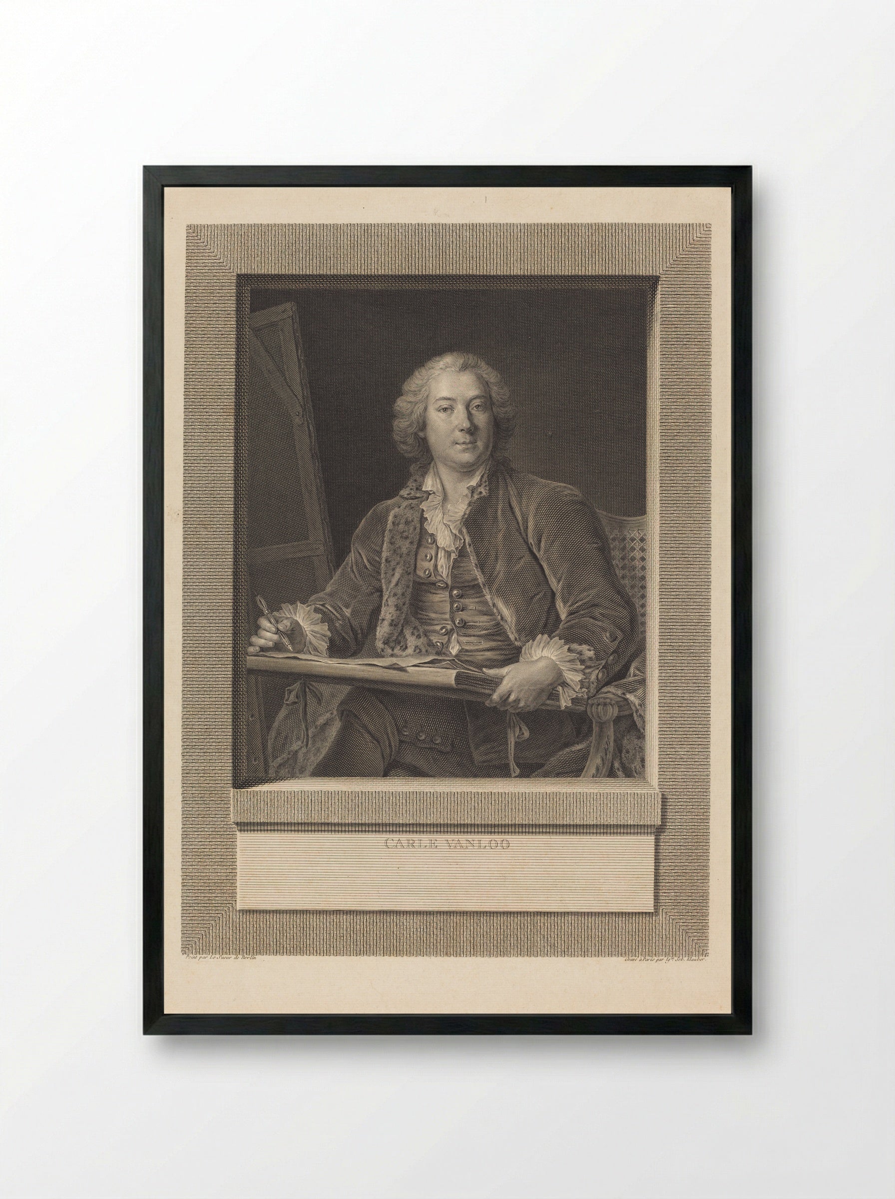 Portrait of Carle van Loo - Ignaz Sebastian Klauber - Framed Print Black