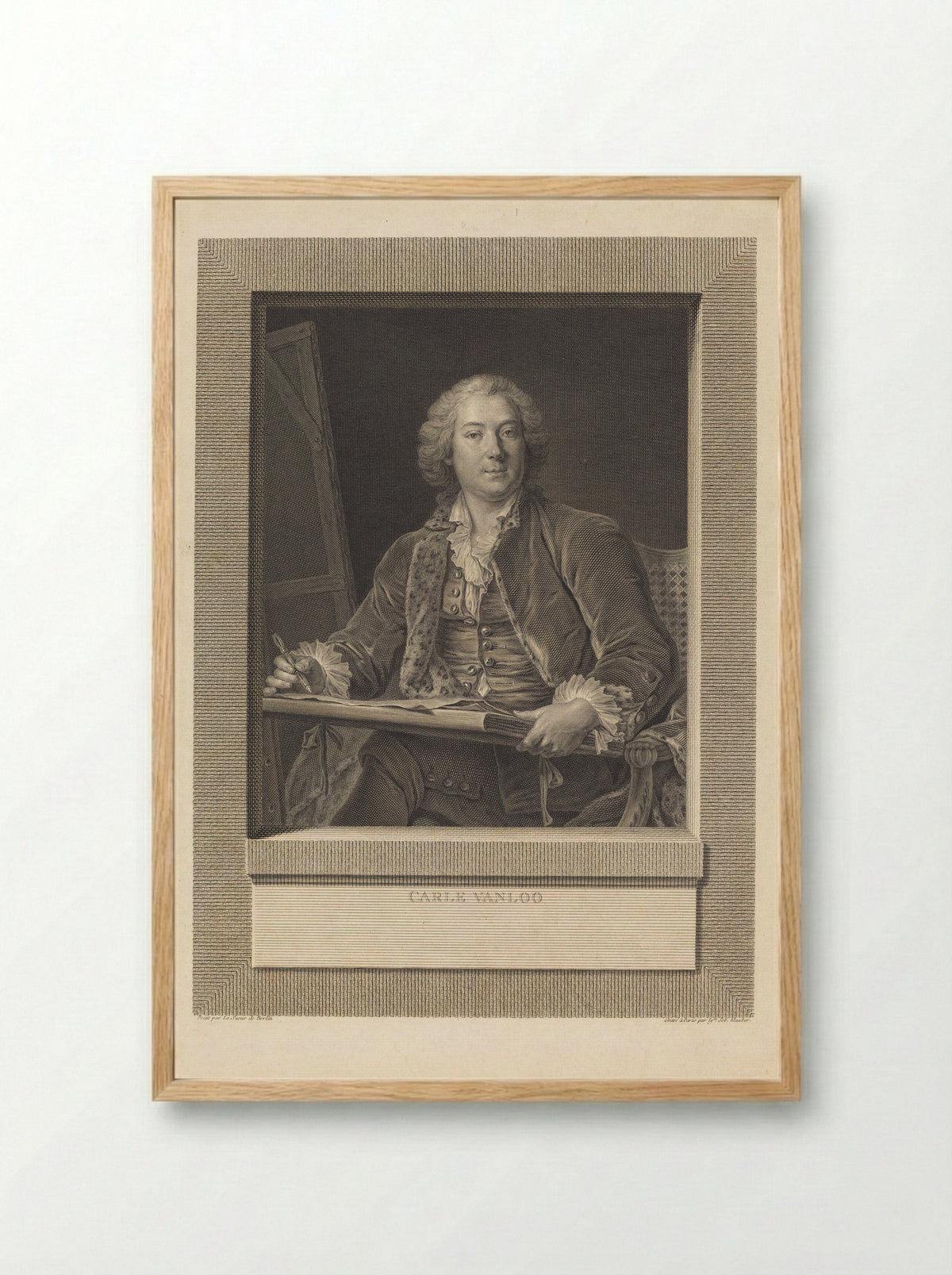 Portrait of Carle van Loo - Ignaz Sebastian Klauber - Framed Print Wood