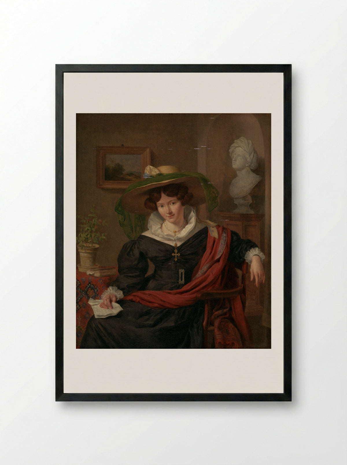 Portrait of Carolina Frederica Kerst - Charles van Beveren - Framed Print Black