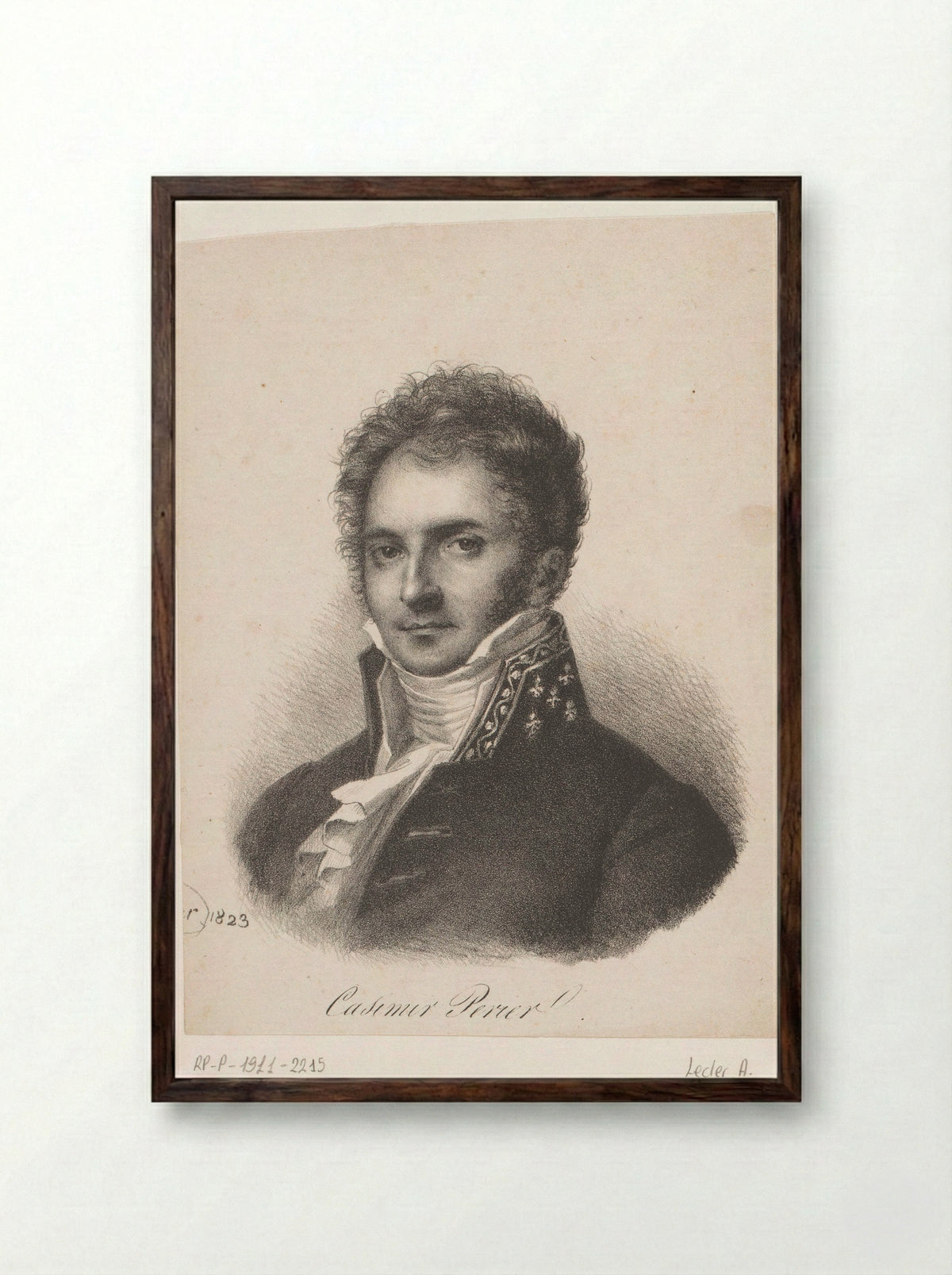 Portrait of Casimir-Pierre Perier - Auguste Toussaint Lecler - Framed Print Dark Wood