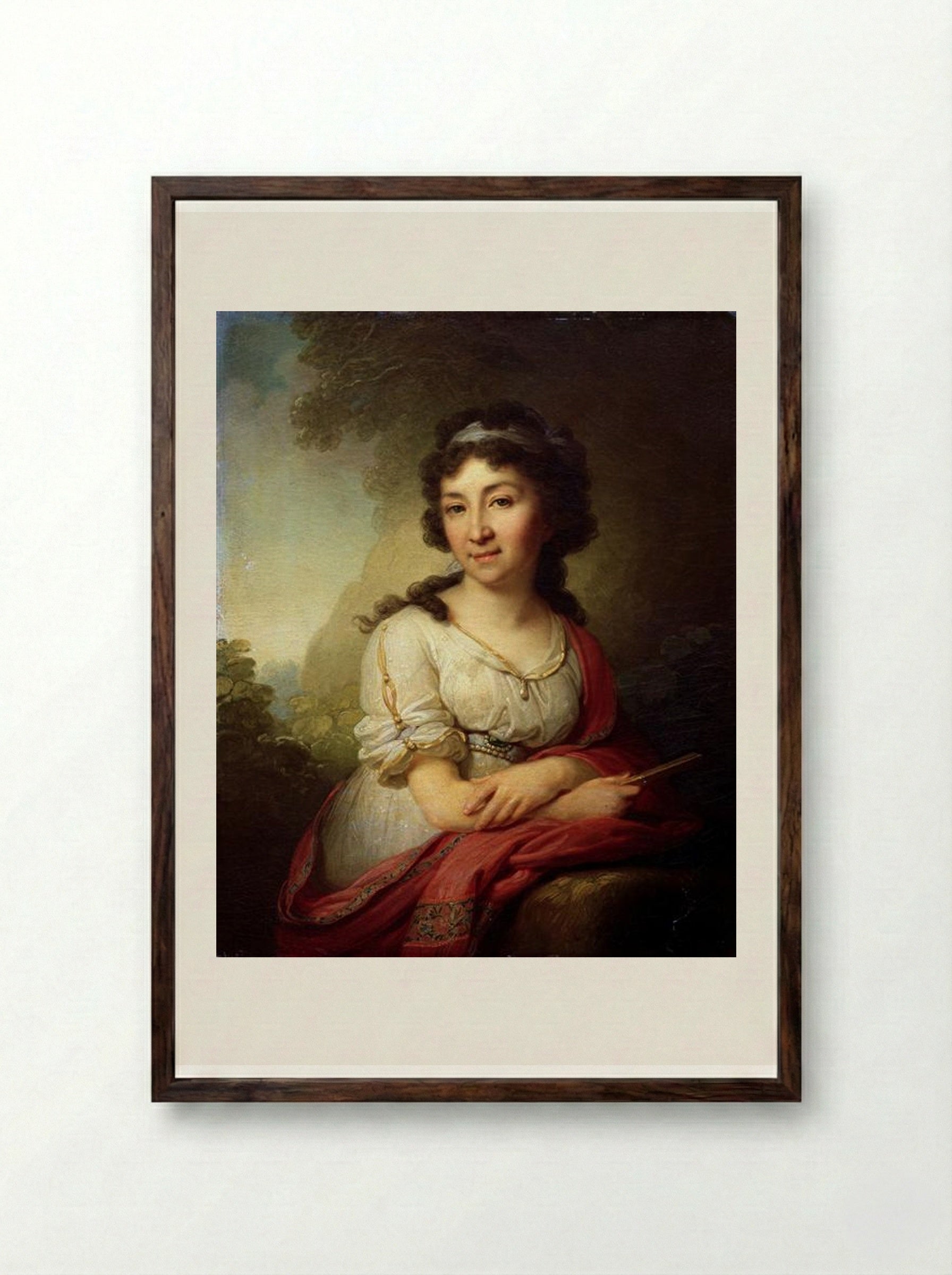 Portrait of Catherine Vasilevny Torsukovoy - Vladimir Borovikovsky - Framed Print Dark Wood
