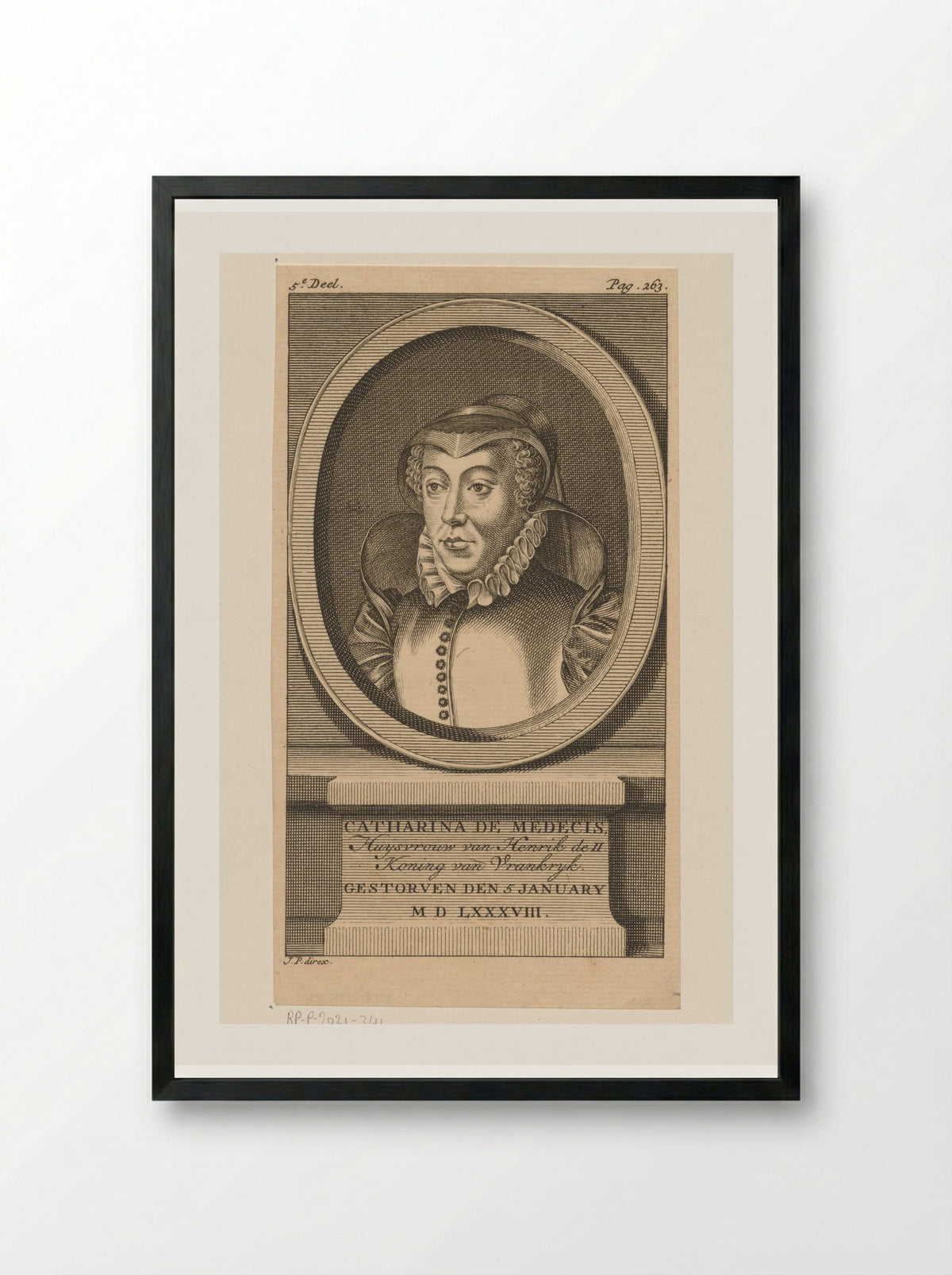 Portrait of Catherine de' Medici - Jan Punt - Framed Print Black