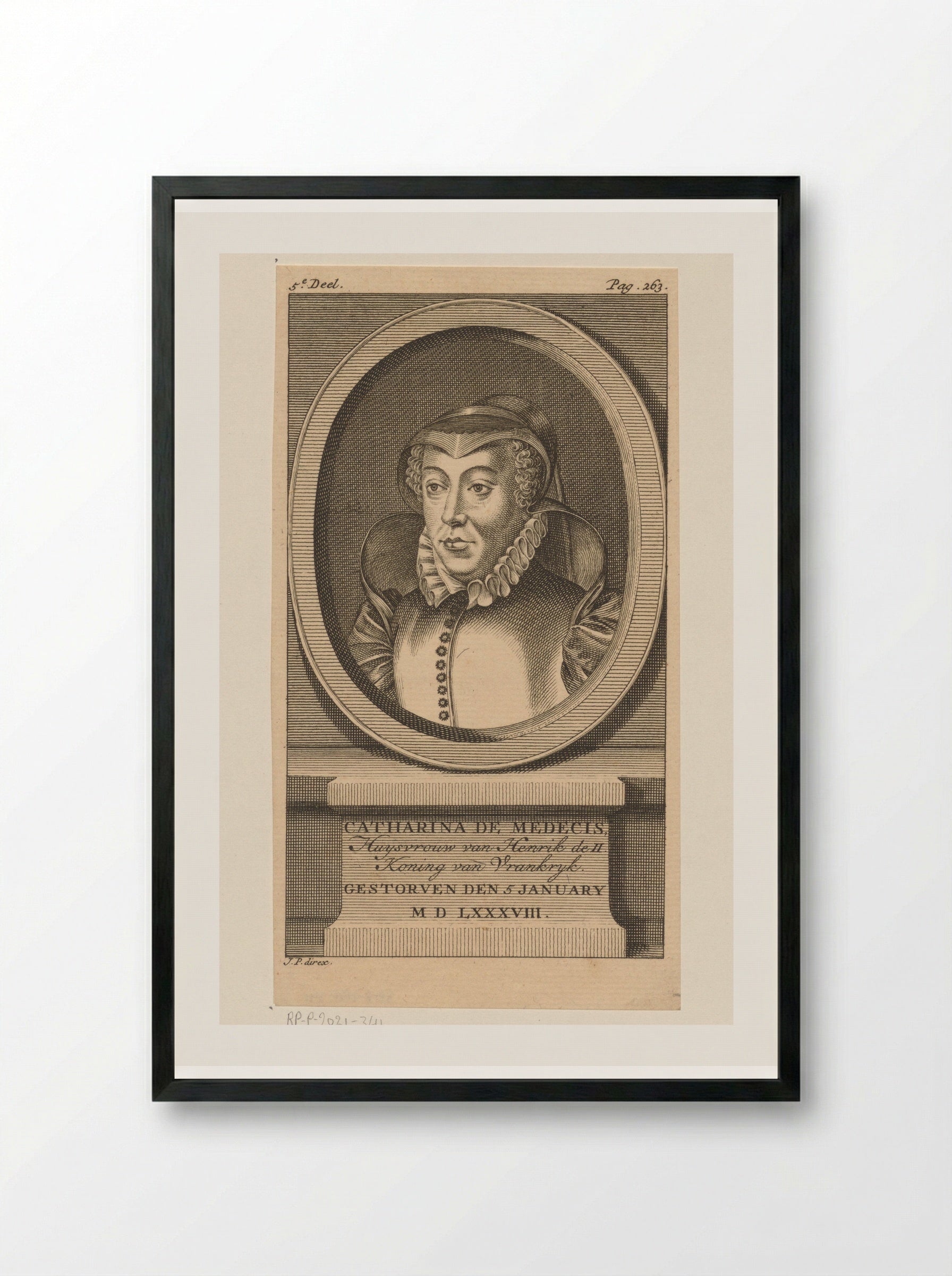 Portrait of Catherine de' Medici - Jan Punt - Framed Print Black