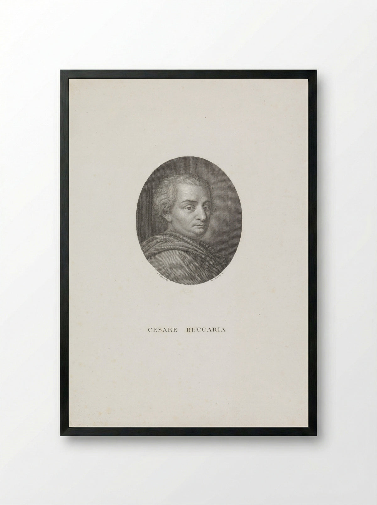 Portrait of Cesare Beccaria - Giuseppe Benaglia - Framed Print Black