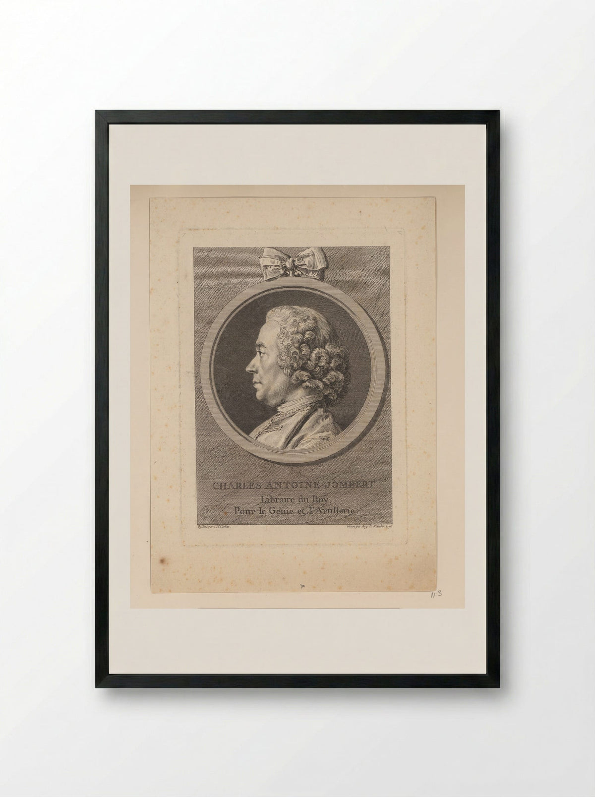 Portrait of Charles-Antoine Jombert - Augustin de Saint-Aubin - Framed Print Black