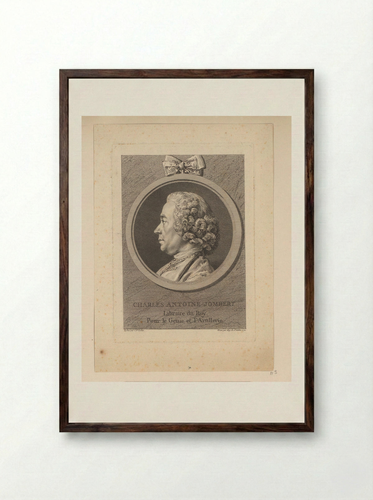 Portrait of Charles-Antoine Jombert - Augustin de Saint-Aubin - Framed Print Dark Wood
