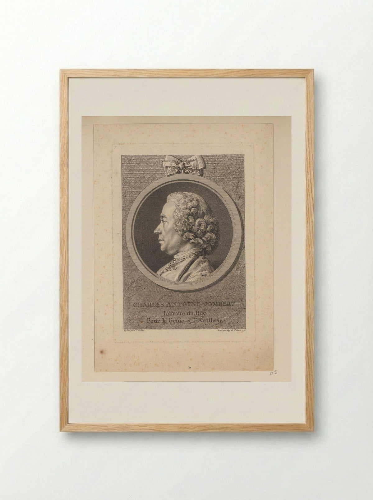 Portrait of Charles-Antoine Jombert - Augustin de Saint-Aubin - Framed Print Wood