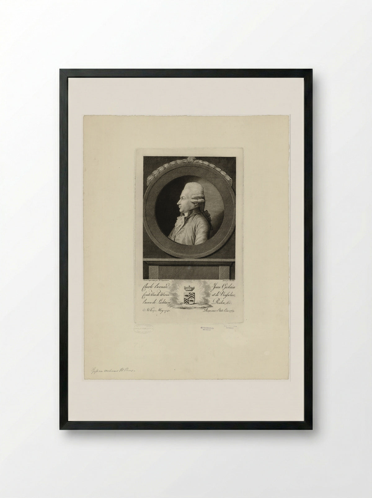 Portrait of Charles Bernard, Count Van de Werve - Andreas Bernardus de Quertenmont - Framed Print Black