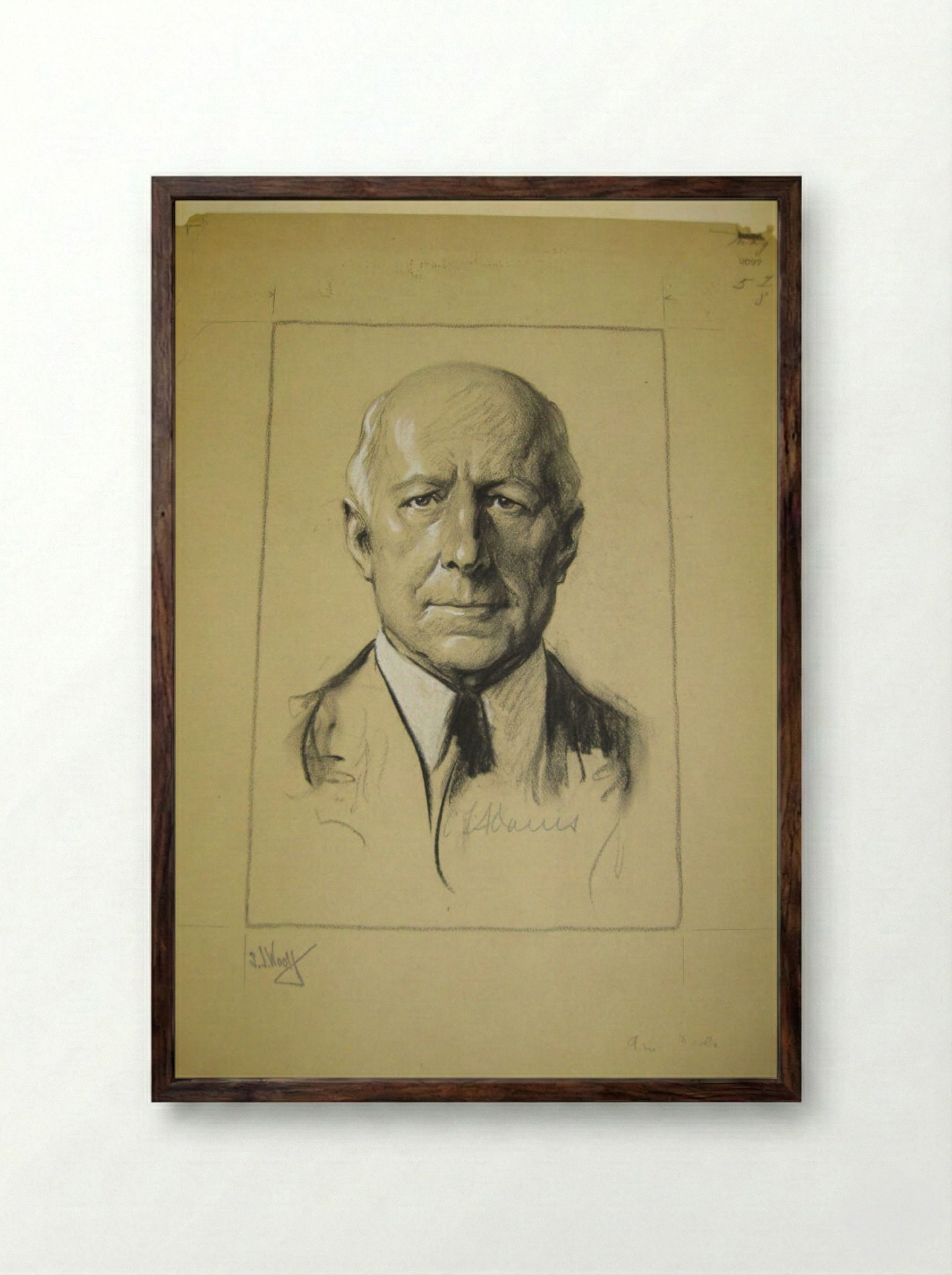 Portrait of Charles Francis Adams III - Samuel Johnson Woolf - Framed Print Dark Wood