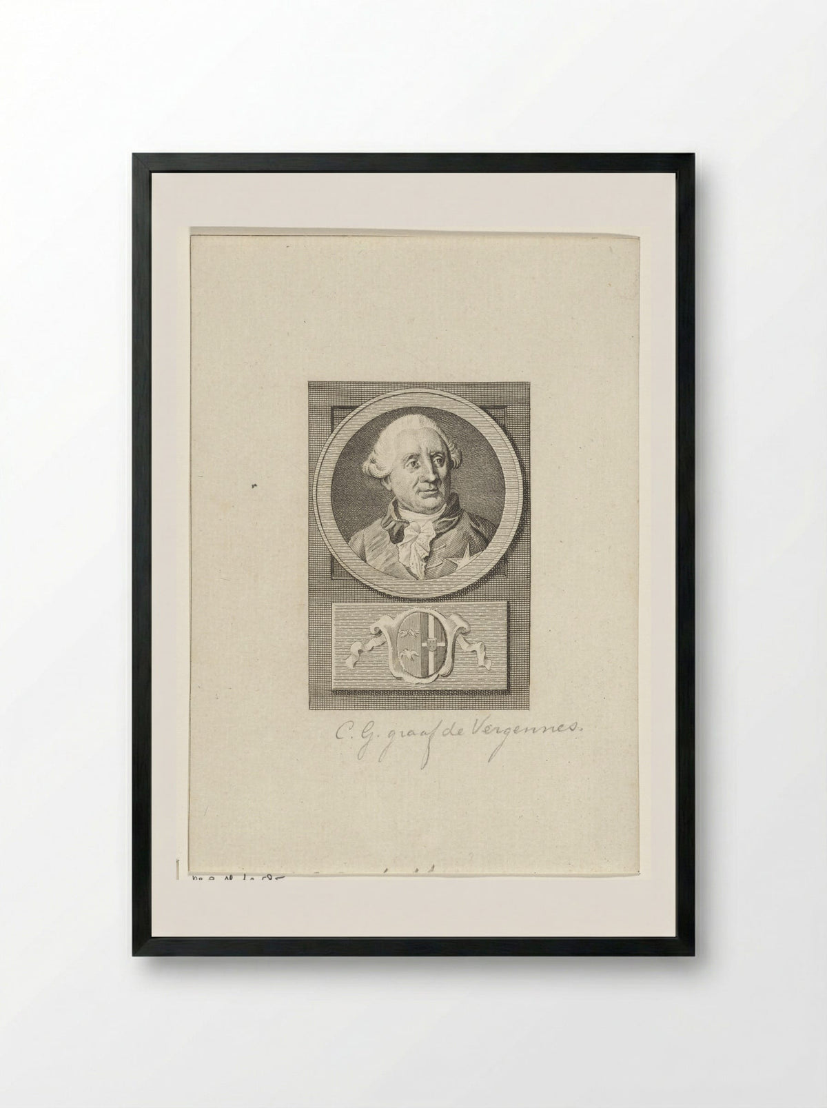 Portrait of Charles Gravier, Count of Vergennes - Reinier Vinkeles - Framed Print Black