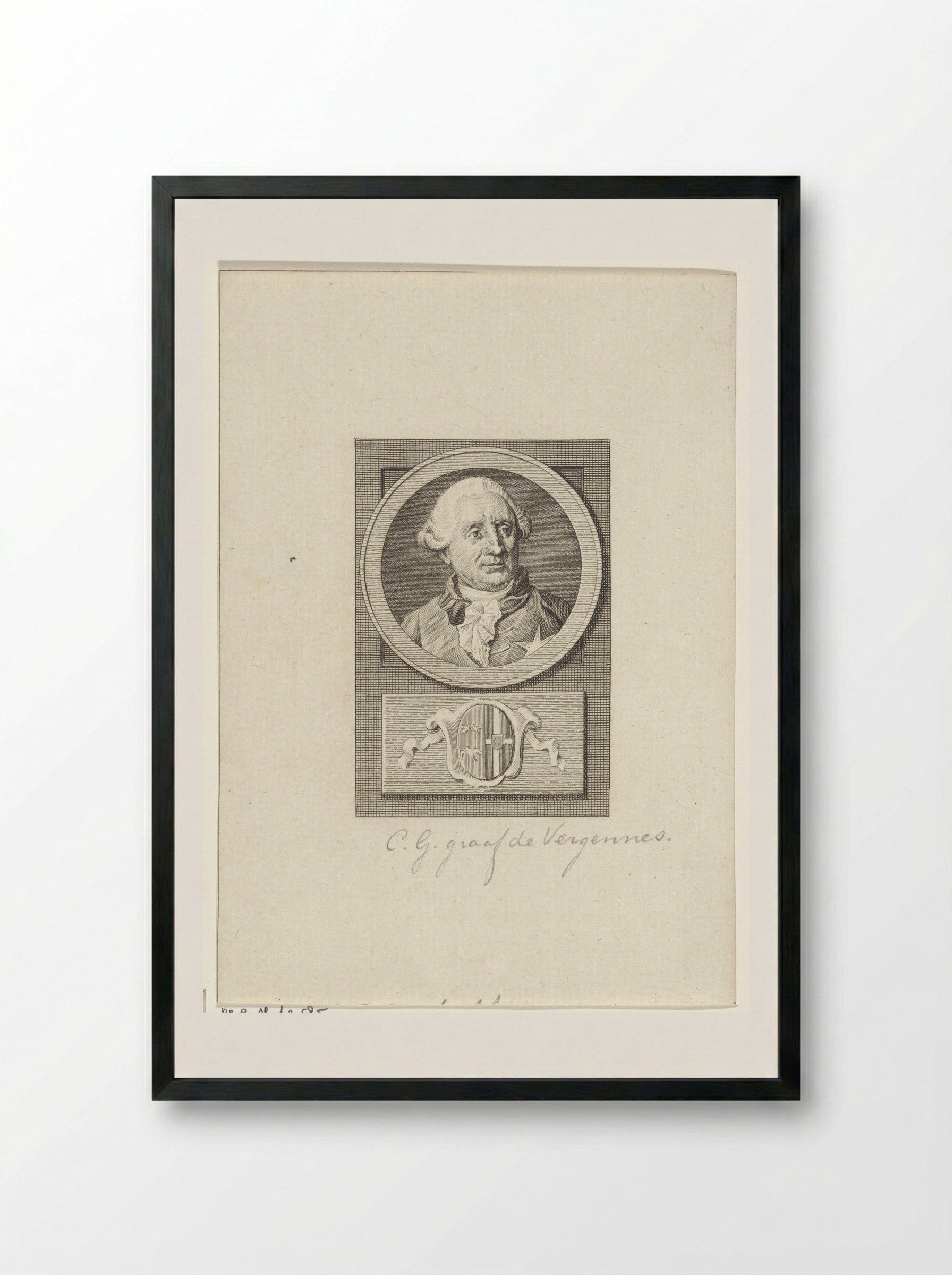Portrait of Charles Gravier, Count of Vergennes - Reinier Vinkeles - Framed Print Black