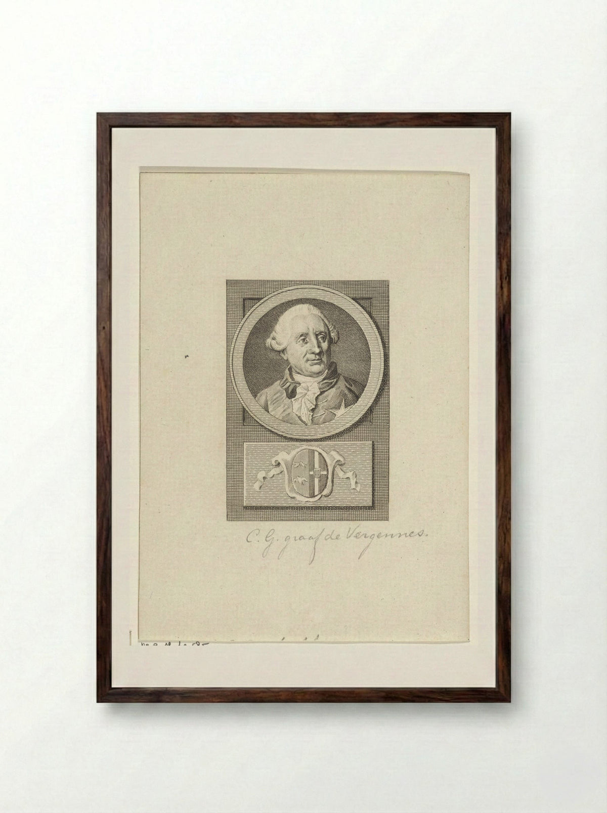 Portrait of Charles Gravier, Count of Vergennes - Reinier Vinkeles - Framed Print Dark Wood