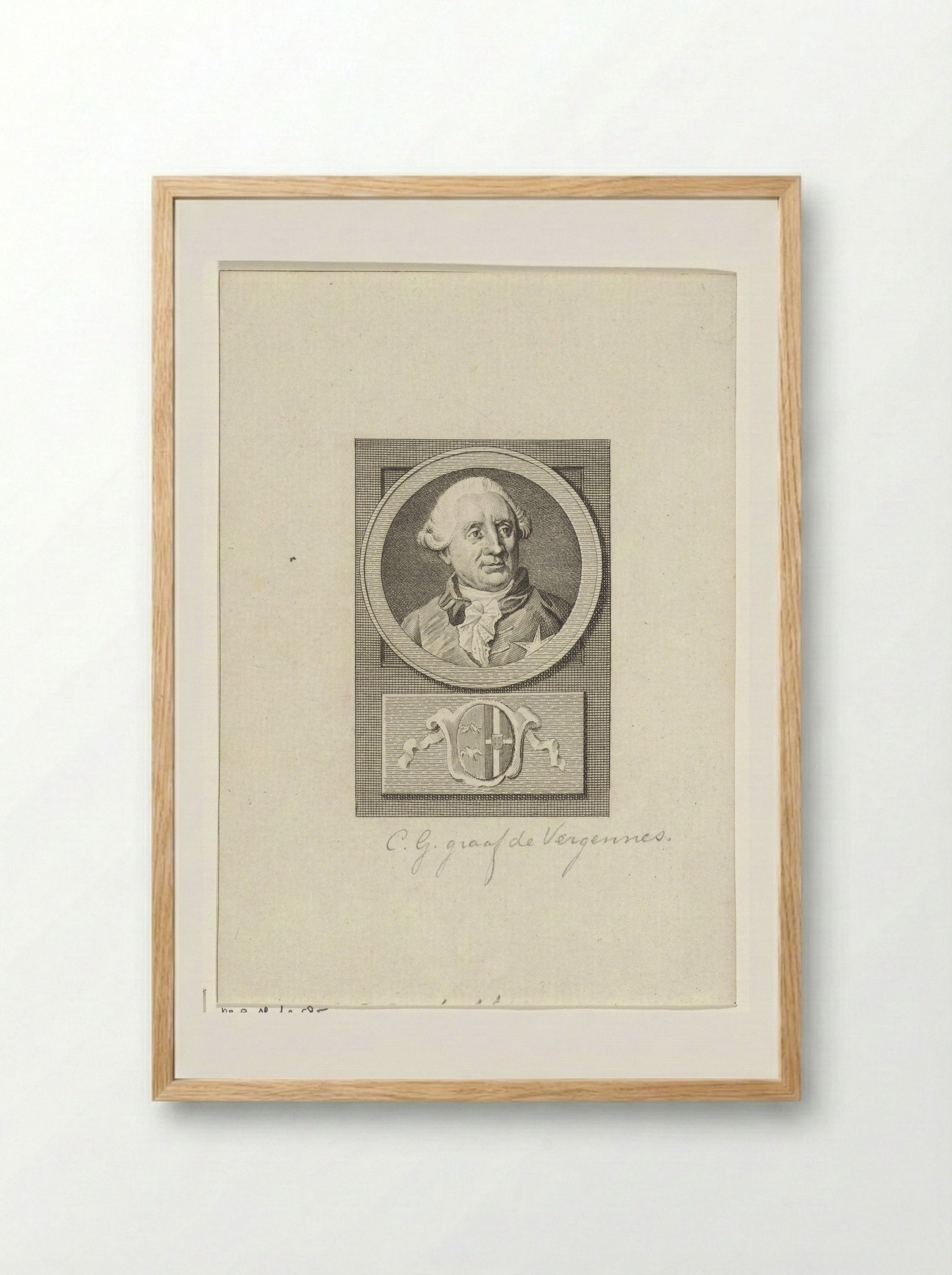 Portrait of Charles Gravier, Count of Vergennes - Reinier Vinkeles - Framed Print Wood