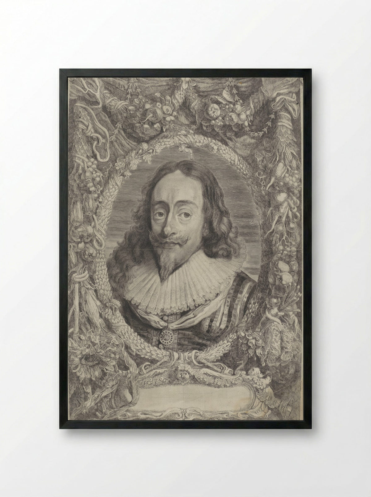Portrait of Charles I, King of England - Jonas Suyderhoef - Framed Print Black