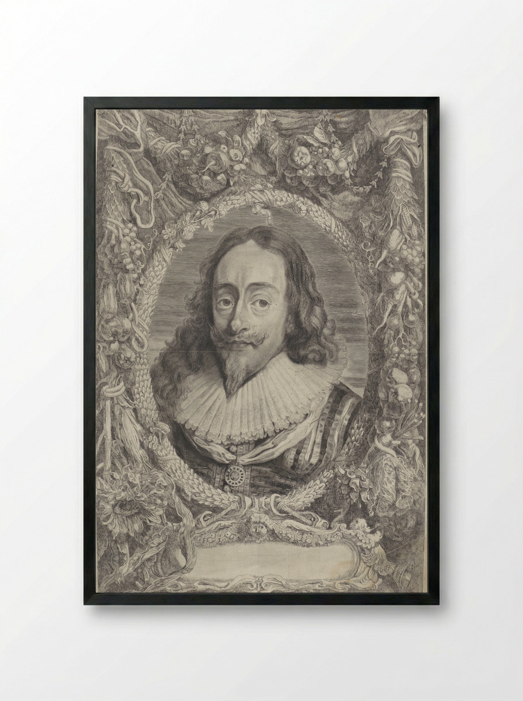 Portrait of Charles I, King of England - Jonas Suyderhoef - Framed Print Black