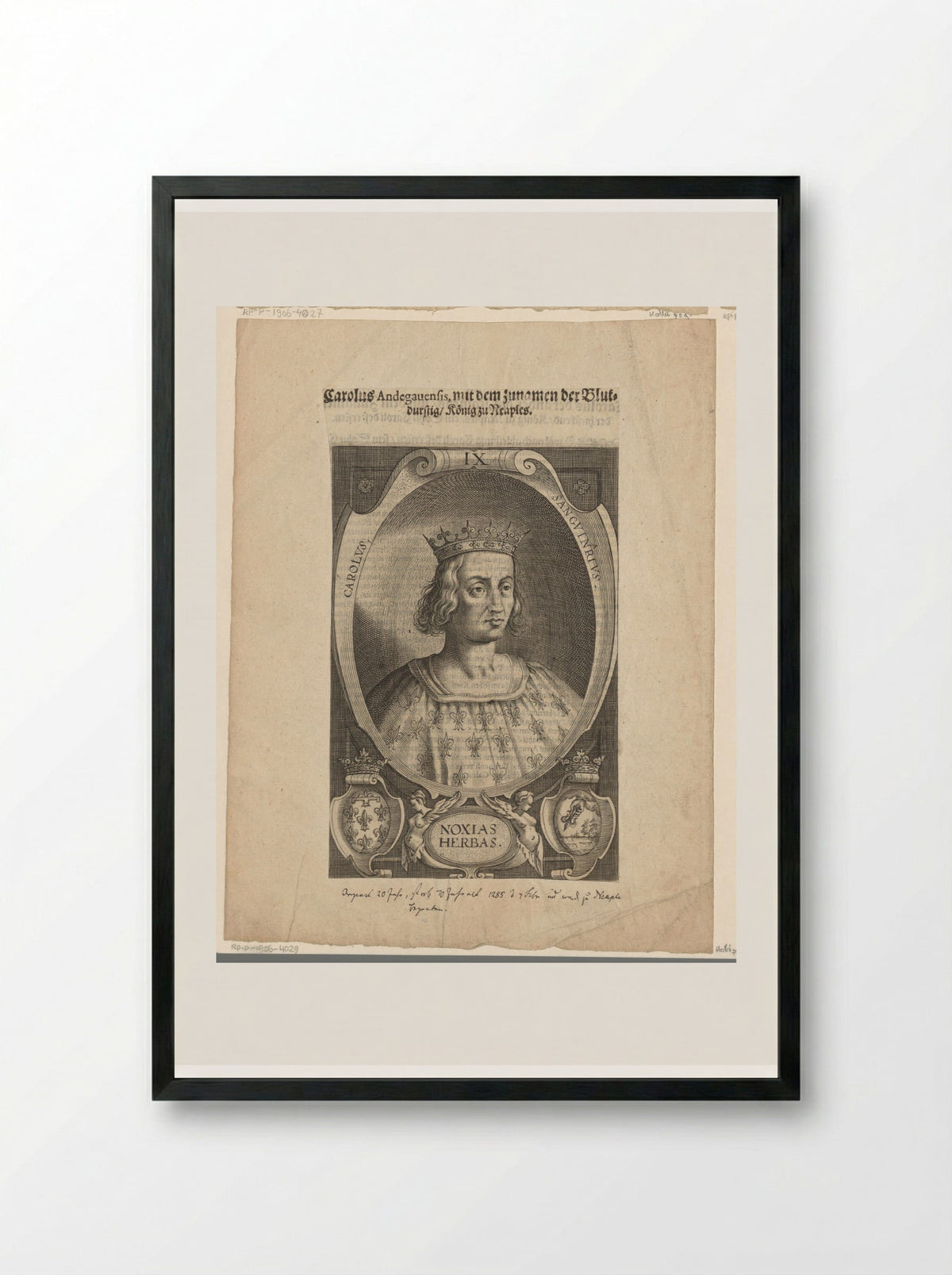 Portrait of Charles I, King of Naples - Lucas Kilian - Framed Print Black