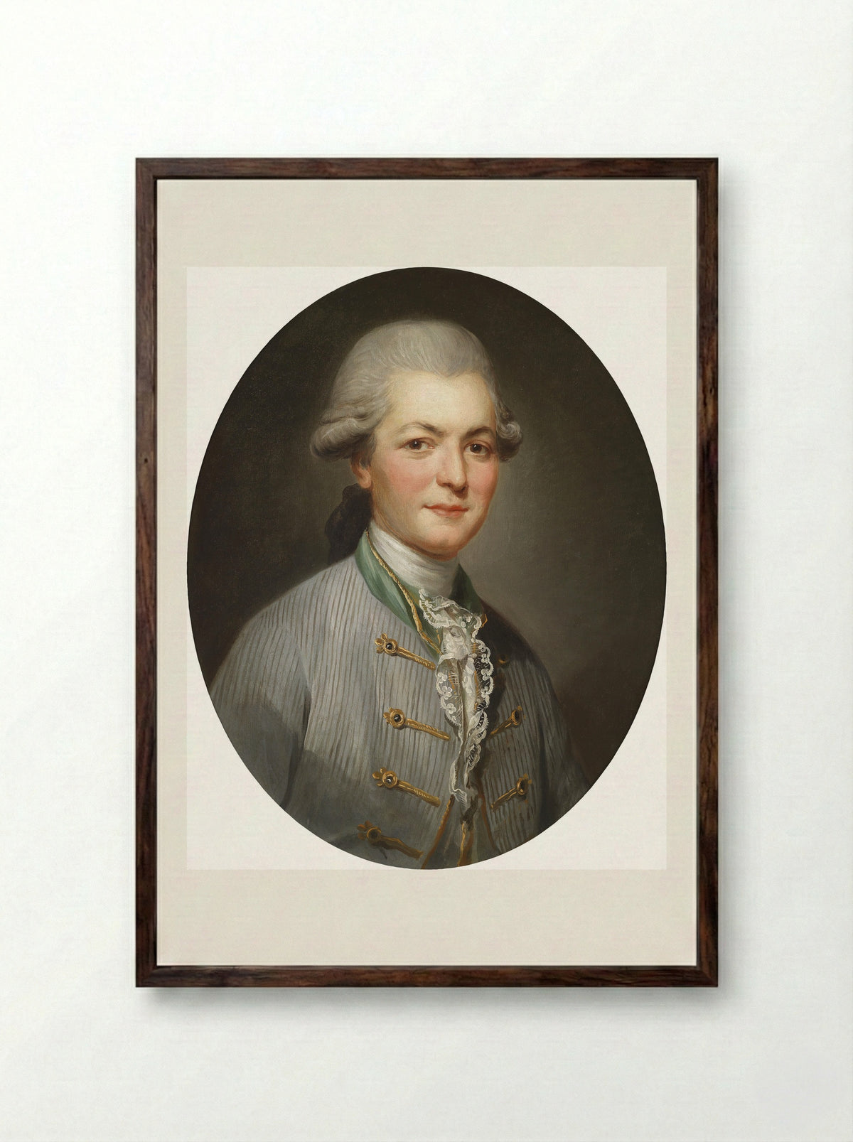 Portrait of Charles Joseph de Pallu - Joseph Ducreux - Framed Print Dark Wood