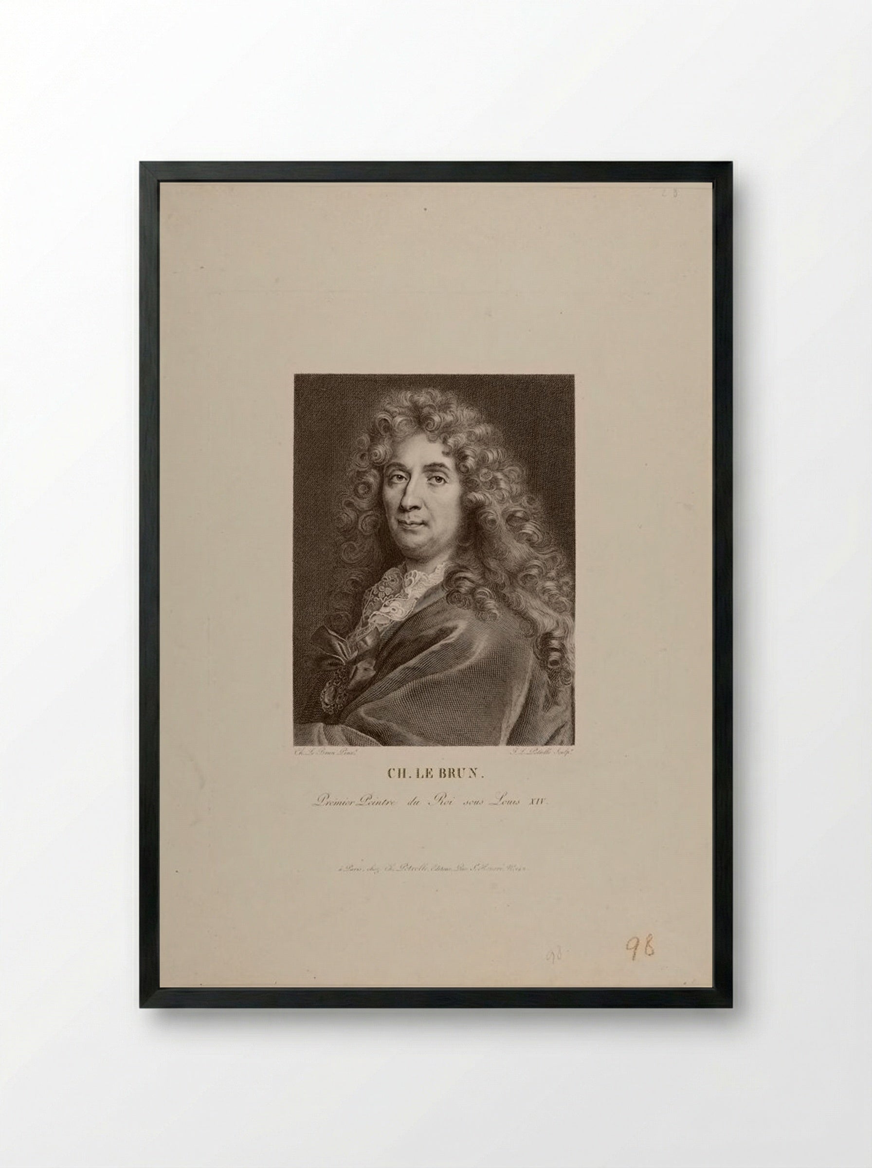 Portrait of Charles Le Brun - Jean Louis Potrelle - Framed Print Black